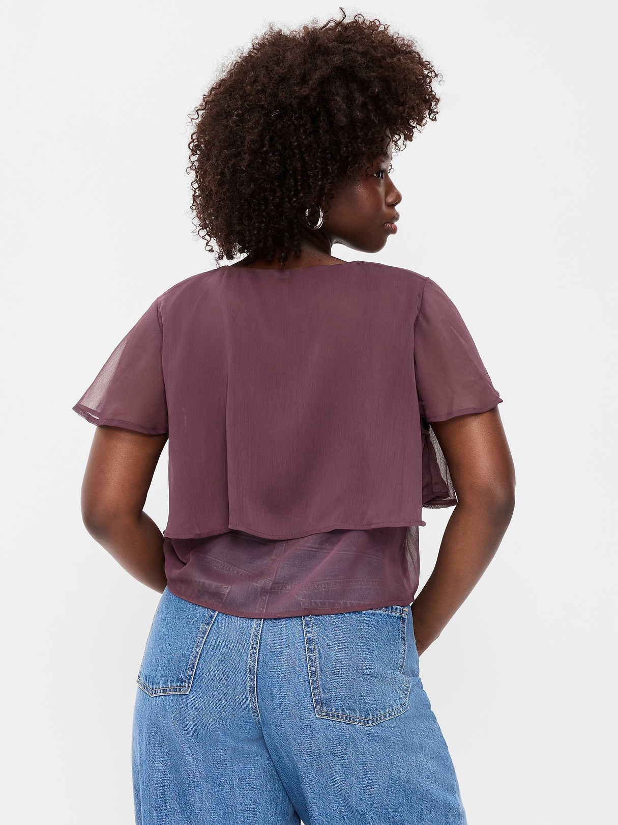 Tiered Ruffle Tie-Front Top - Veil Of Night