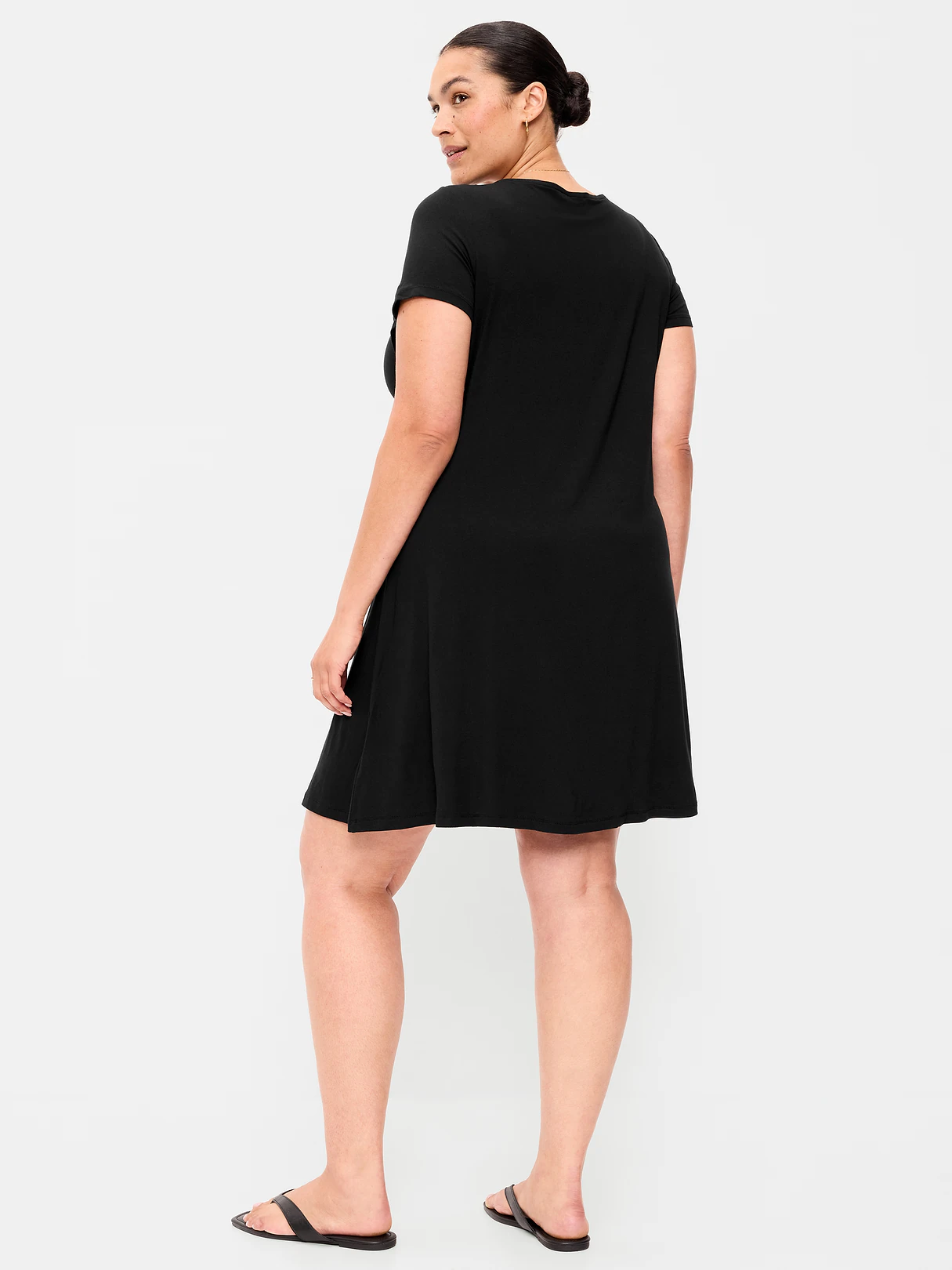 Short-Sleeve Mini Swing Dress - Black Jack