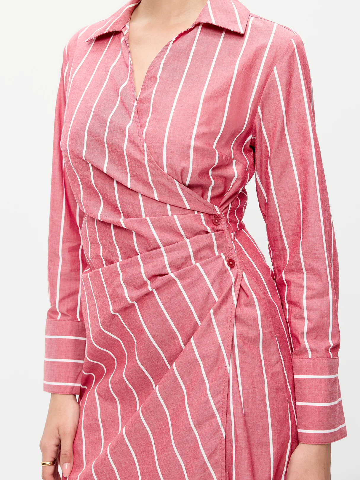 Wrap Mini Shirt Dress - Red Stripe