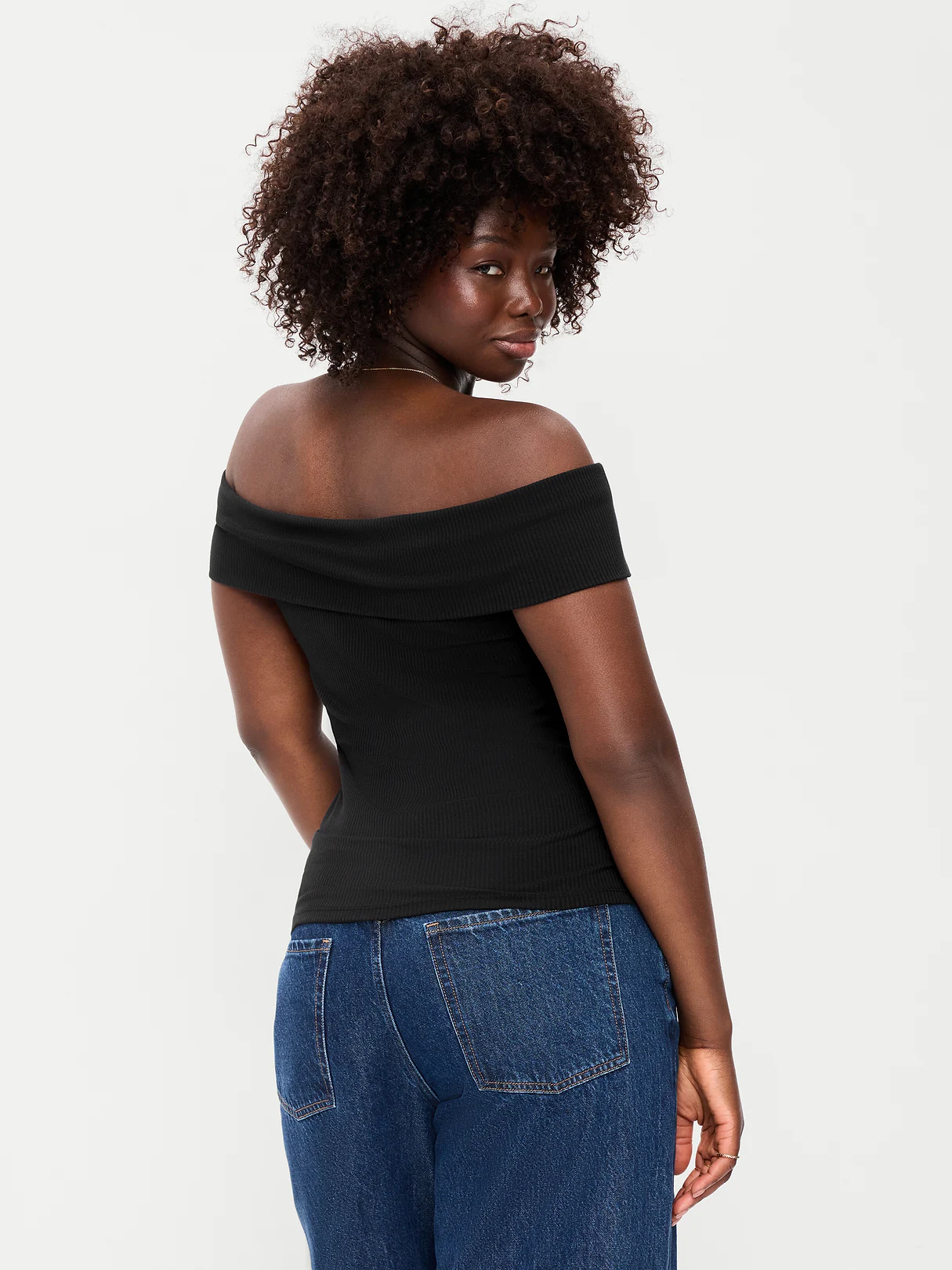 Off-The-Shoulder Fitted Top - Black Jack