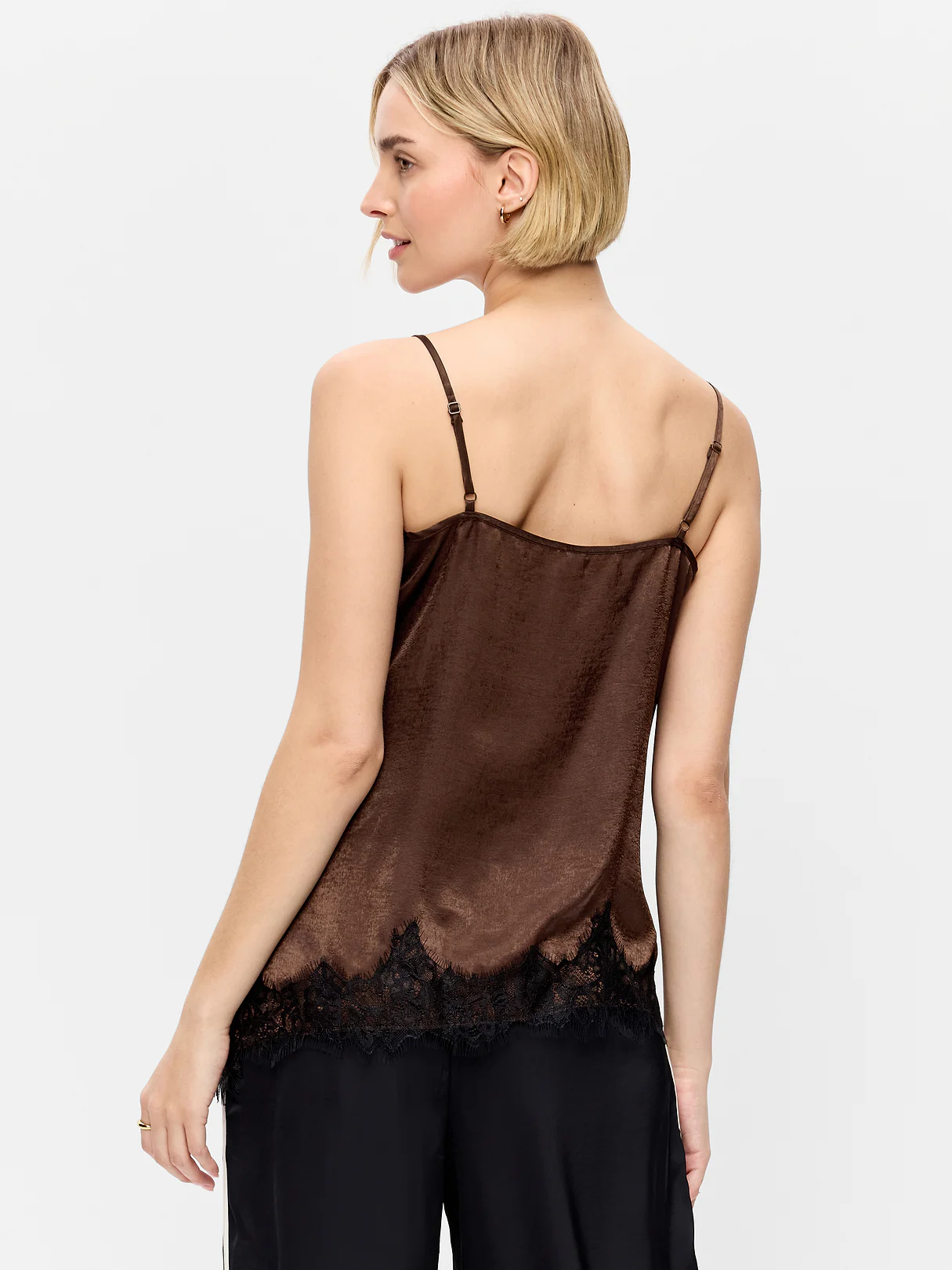 Asymmetrical Lace-Trim Cami Top - Earthen