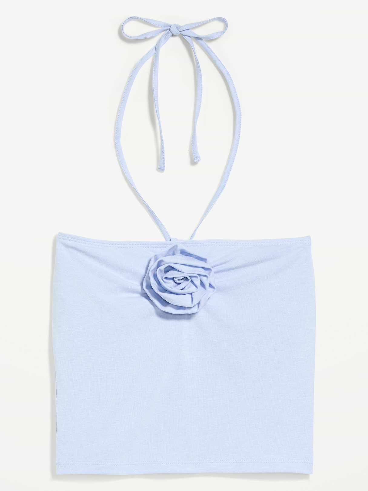 Tie-Neck Rosette Tube Top - Powder Blue
