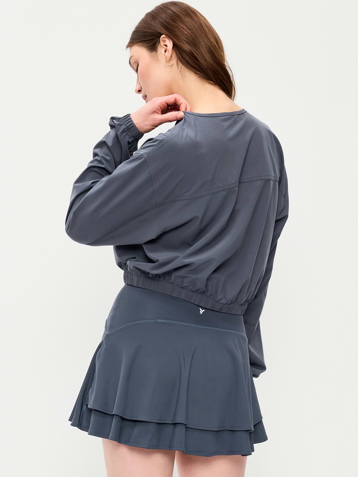 Zip-Front Cropped Tennis Jacket - Dusk Navy