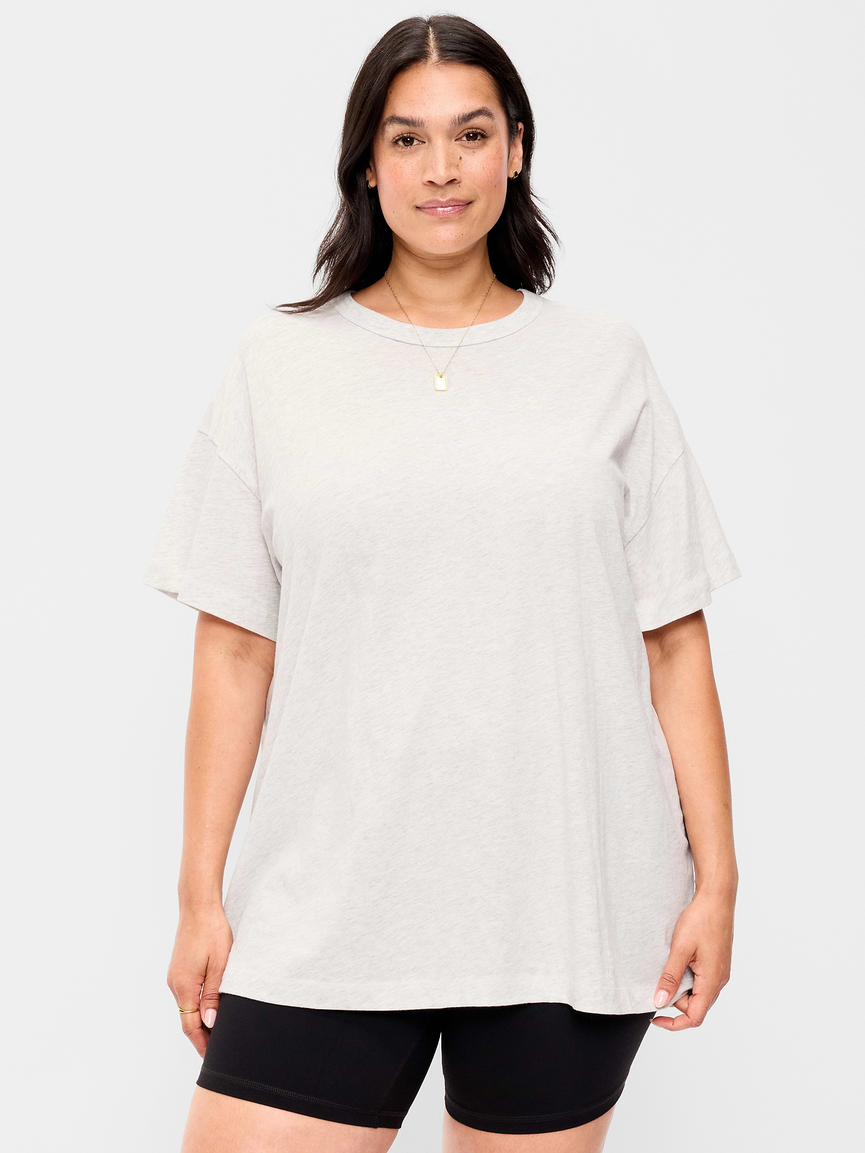 Oversized EveryWear Tunic T-Shirt - Faux-Heather Gray