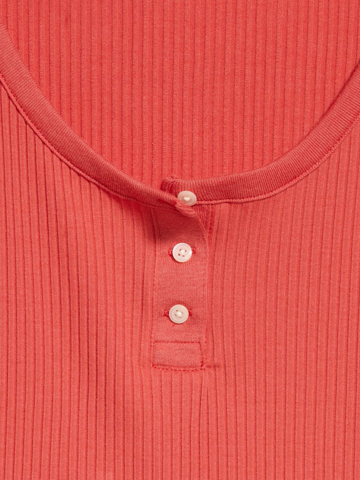 Scoop-Neck Fitted Henley Top - Ginger Cake