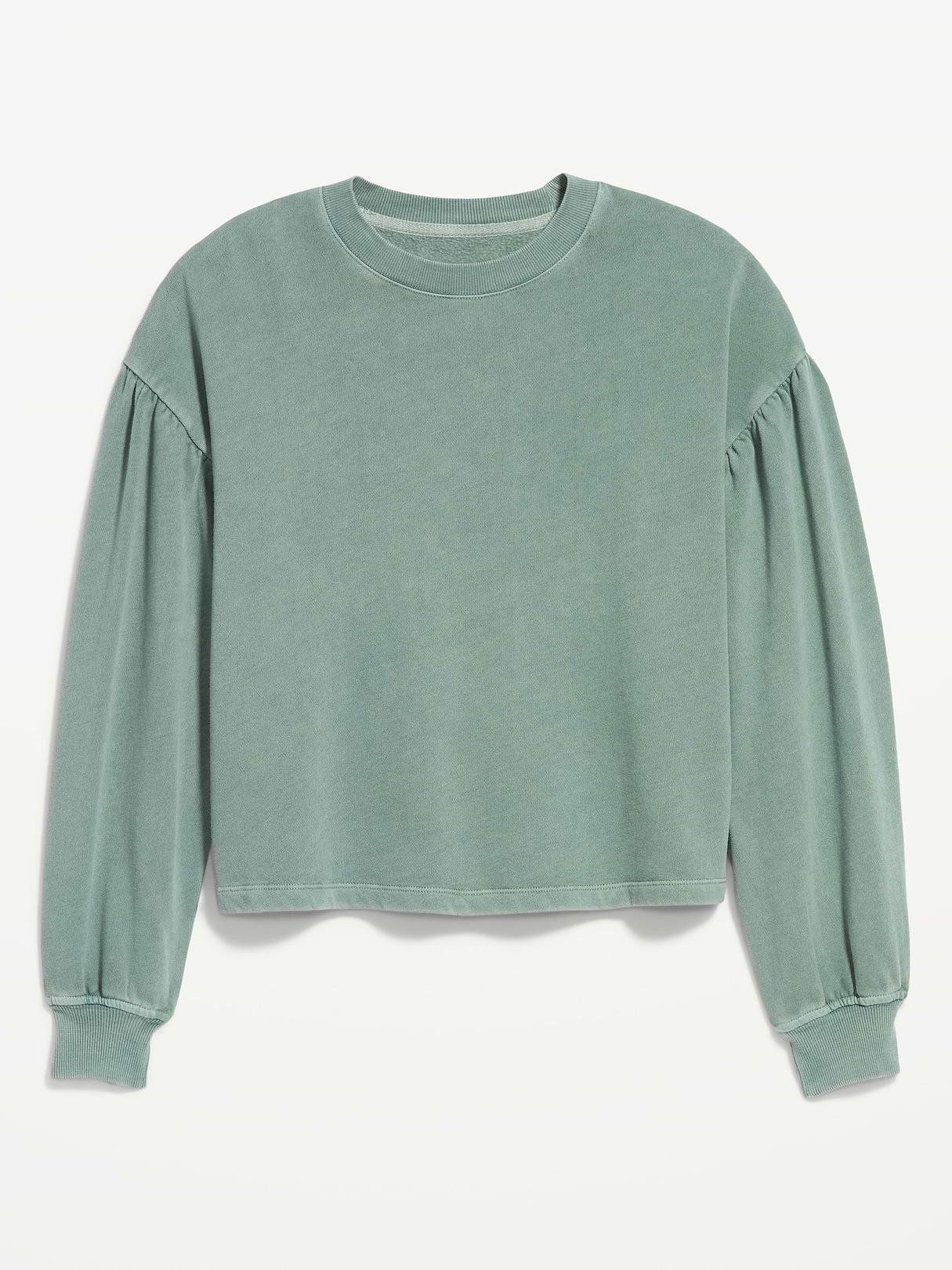 SoComfy Oversized Puff-Sleeve Cropped Sweatshirt - Cavernous
