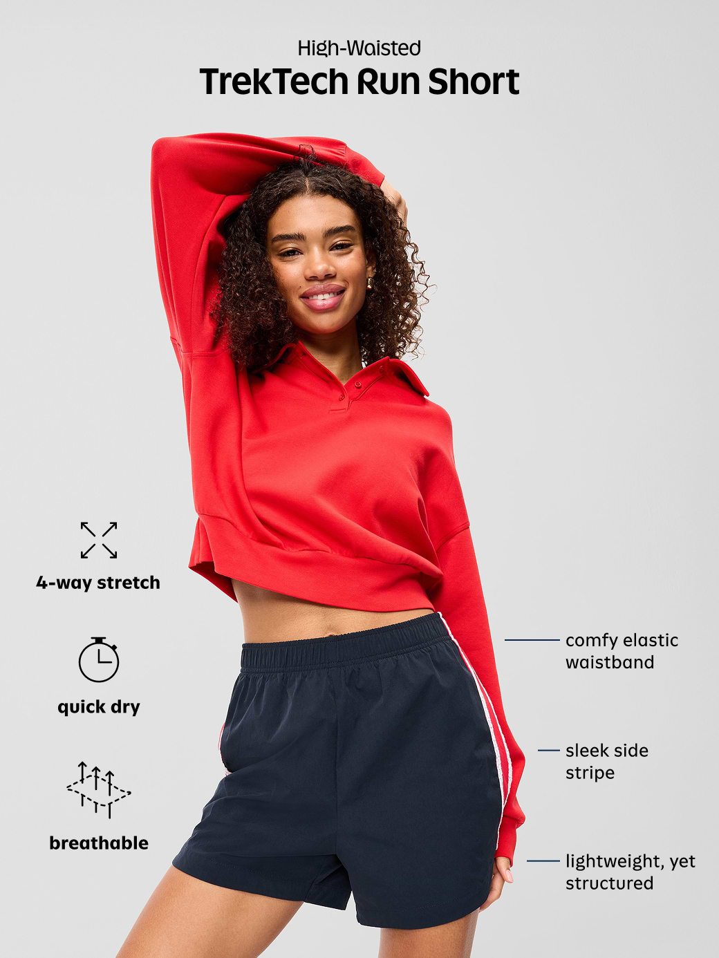 High-Waisted TrekTech Run Shorts - Black Jack