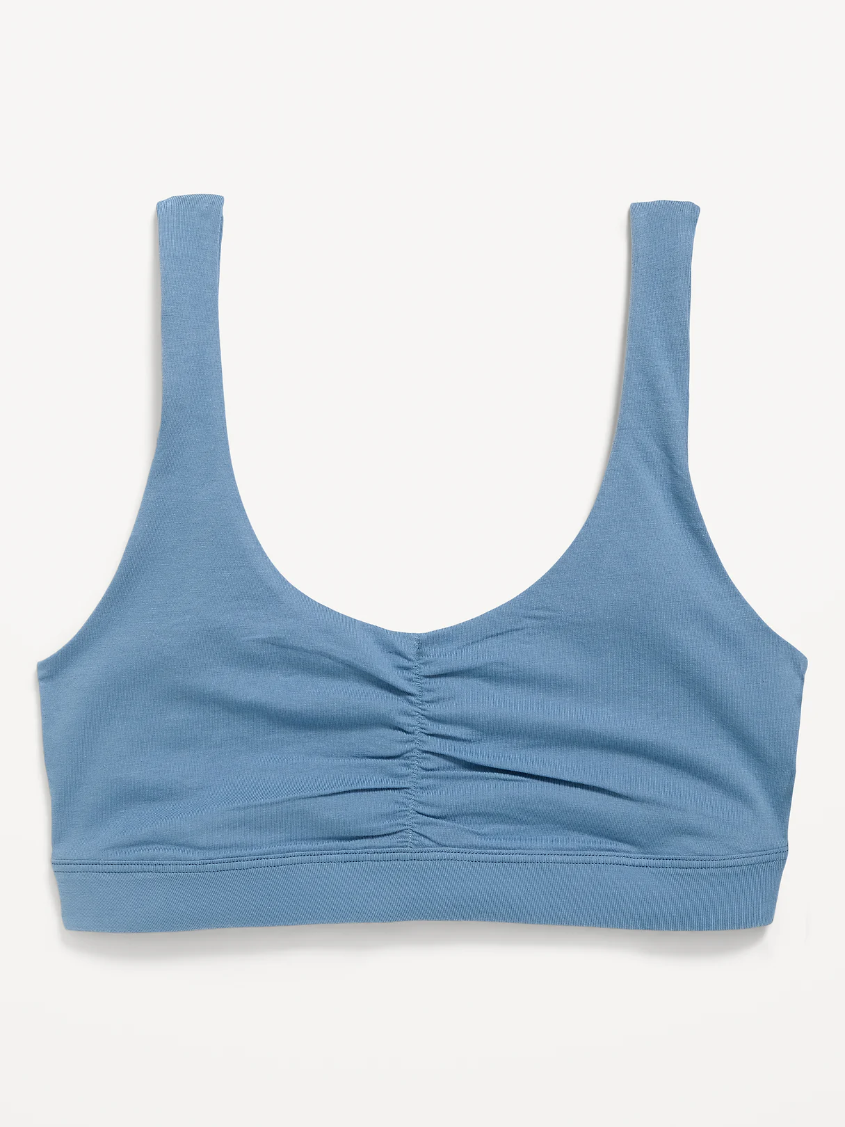 Ruched Cotton Bralette - Naturalist Blue