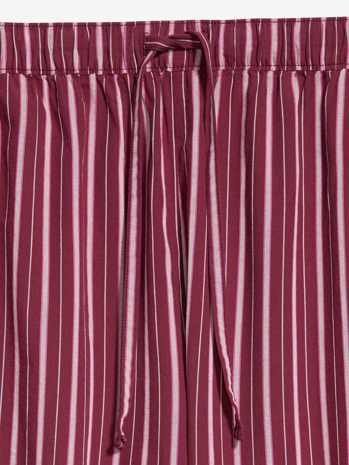Cinched Poplin Balloon Pants - Burgundy Stripe
