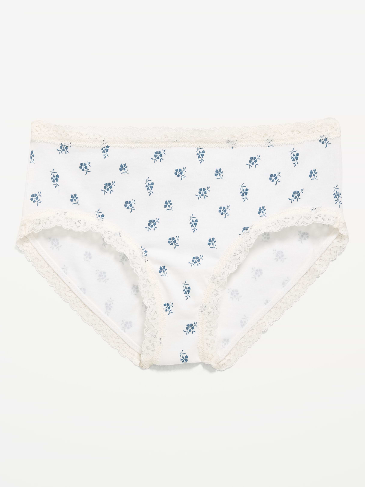 Lace-Trim Hipster Underwear - Blue Ditsy Floral