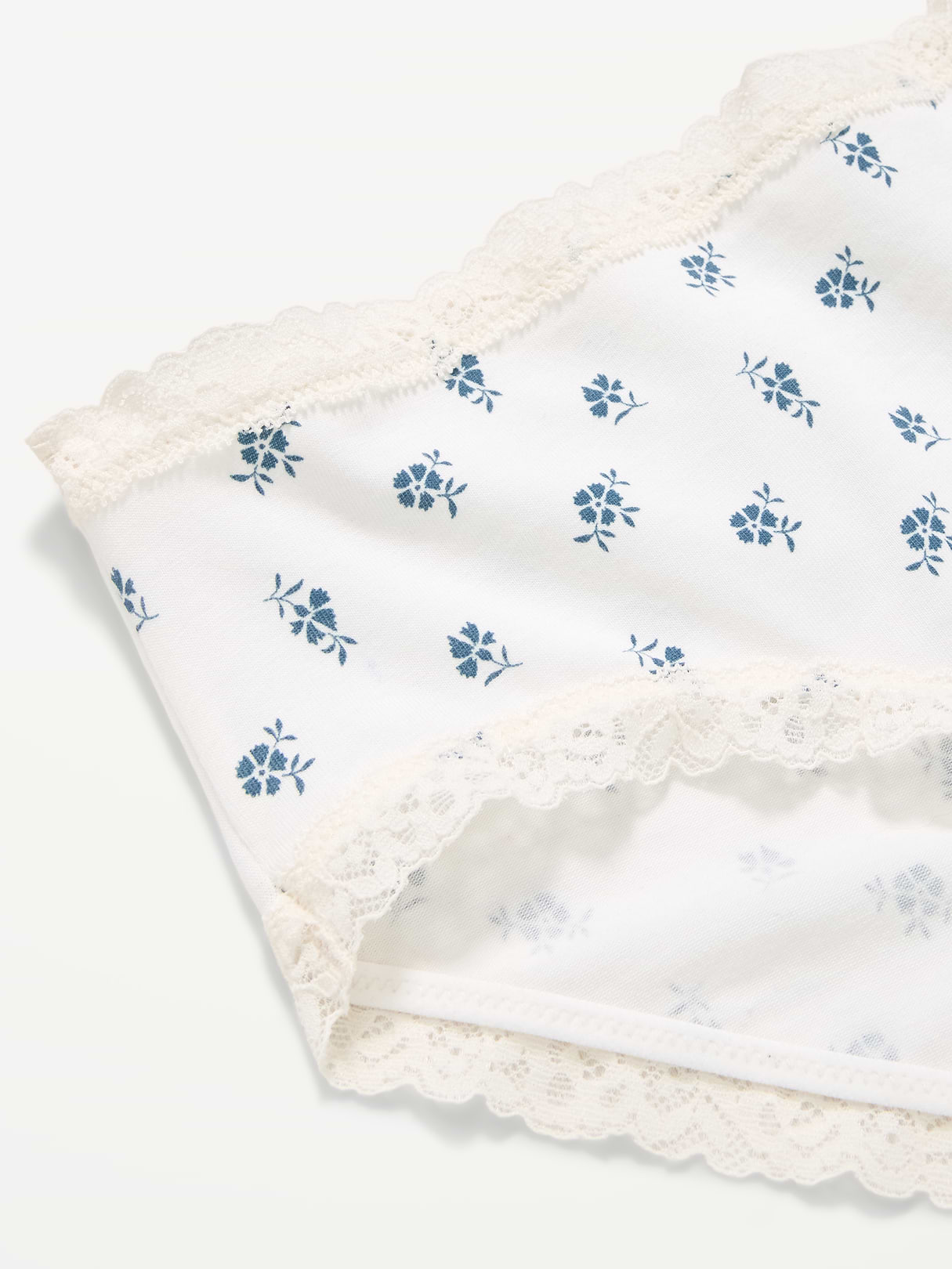 Lace-Trim Hipster Underwear - Blue Ditsy Floral