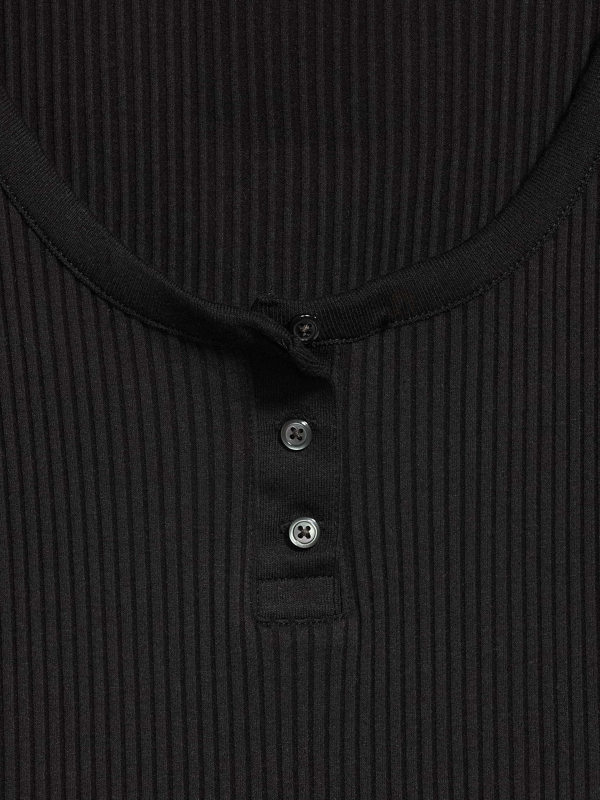 Scoop-Neck Fitted Henley Top - Light Black Heather