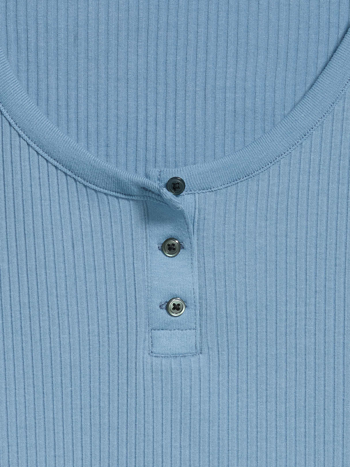 Scoop-Neck Fitted Henley Top - Naturalist Blue