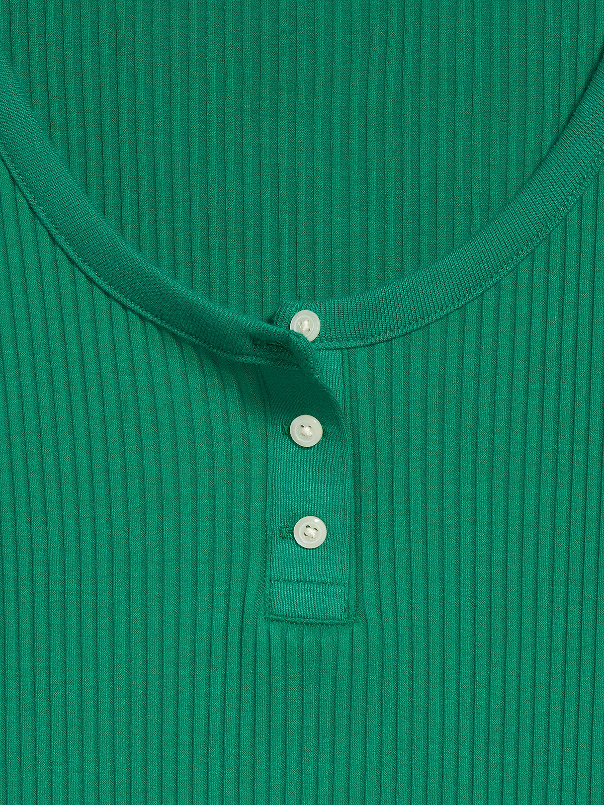 Scoop-Neck Fitted Henley Top - Rainforest Jewel