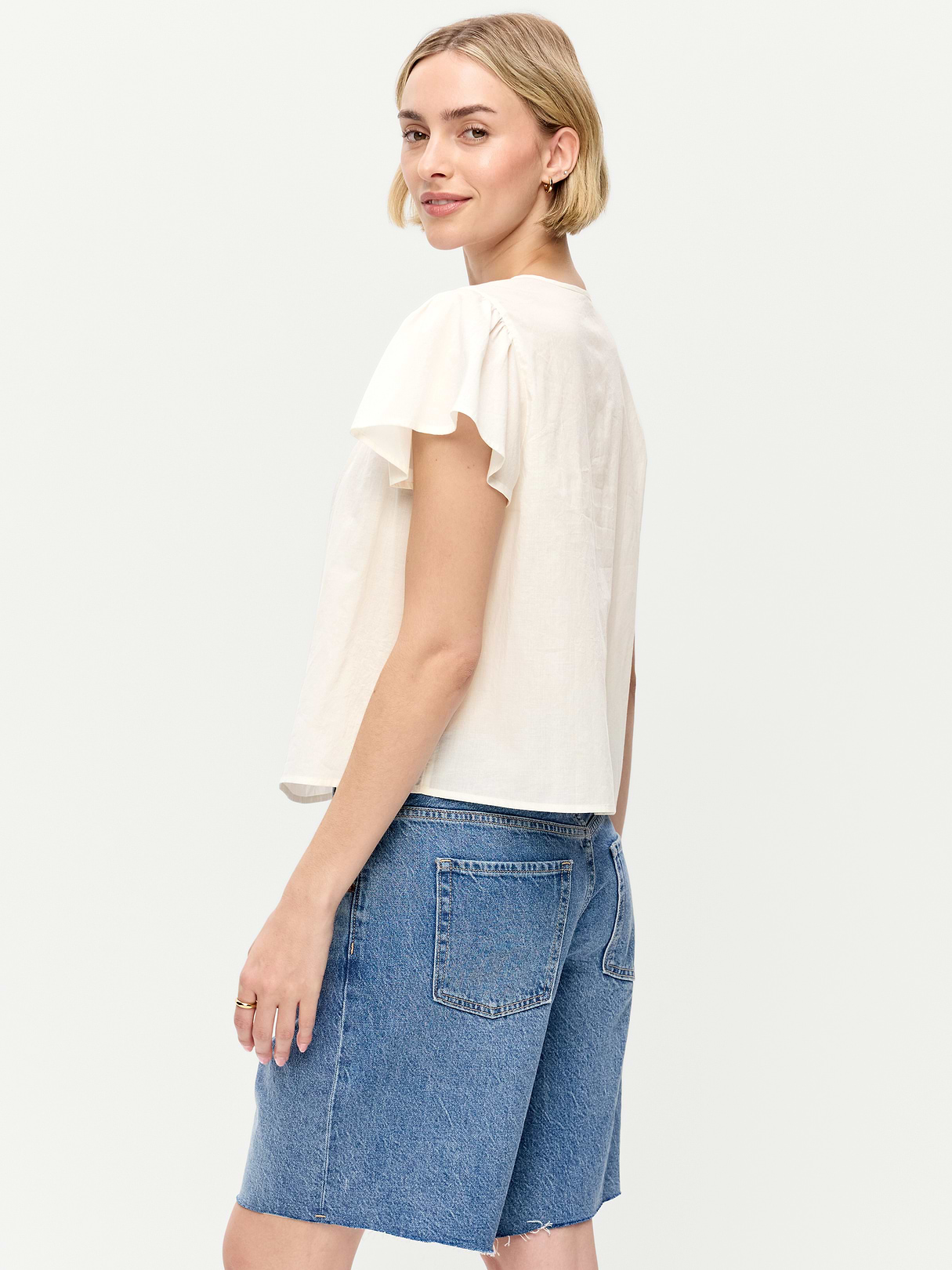 Short-Sleeve Embroidered Trousseau Top - Sea Salt