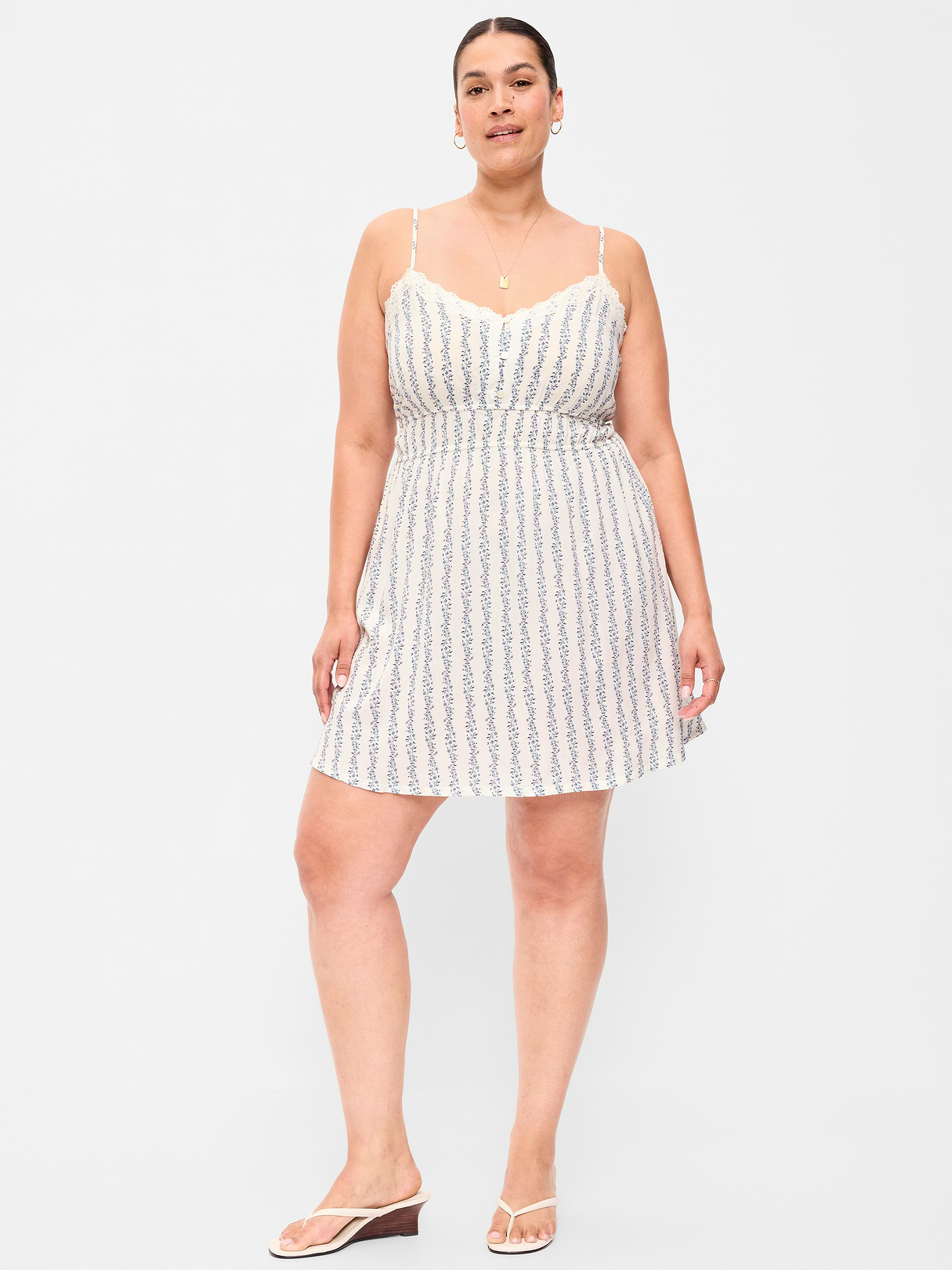 Sleeveless Trousseau Mini Dress - Blue Floral