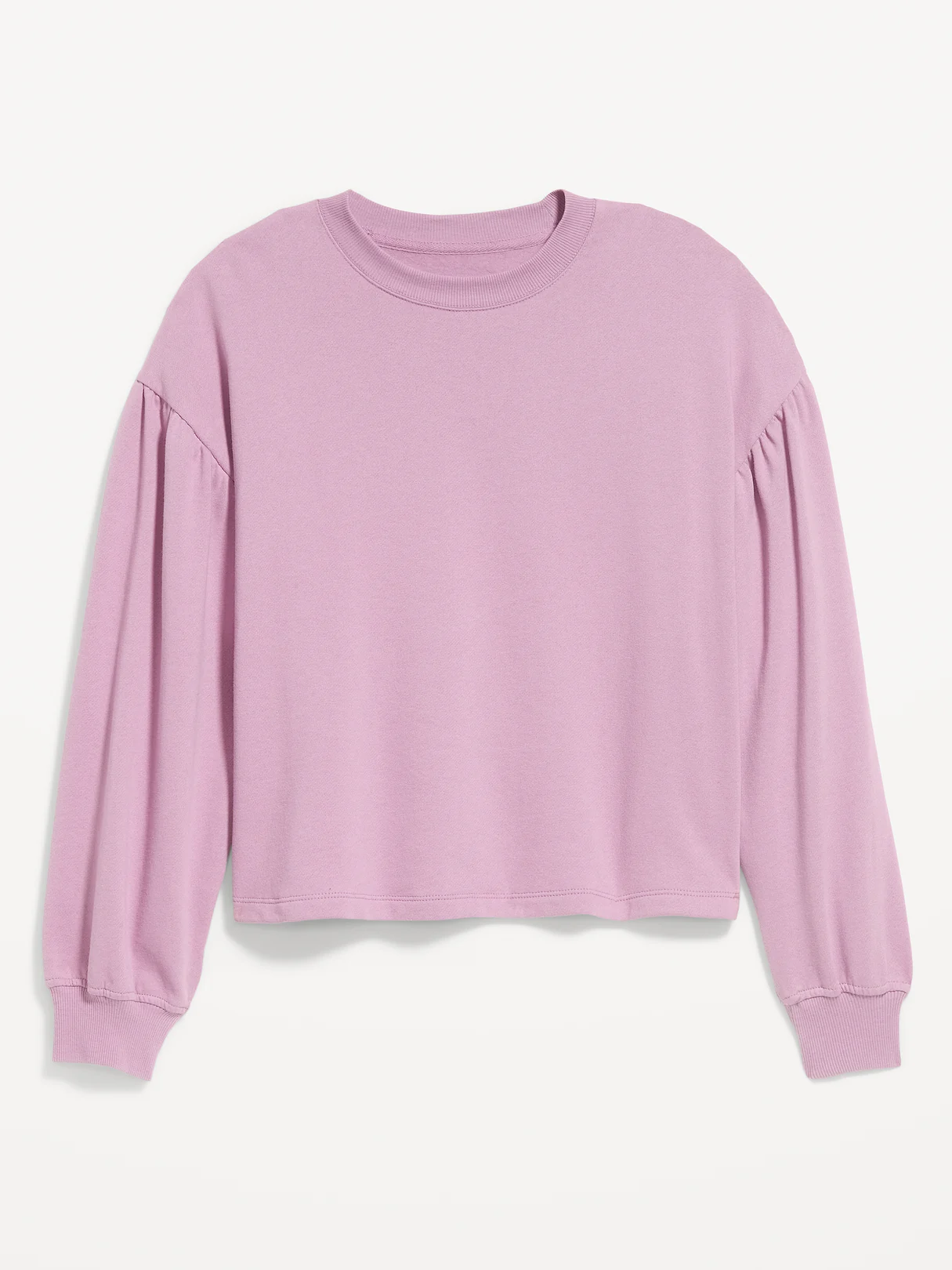 SoComfy Oversized Puff-Sleeve Cropped Sweatshirt - Rose Dawn