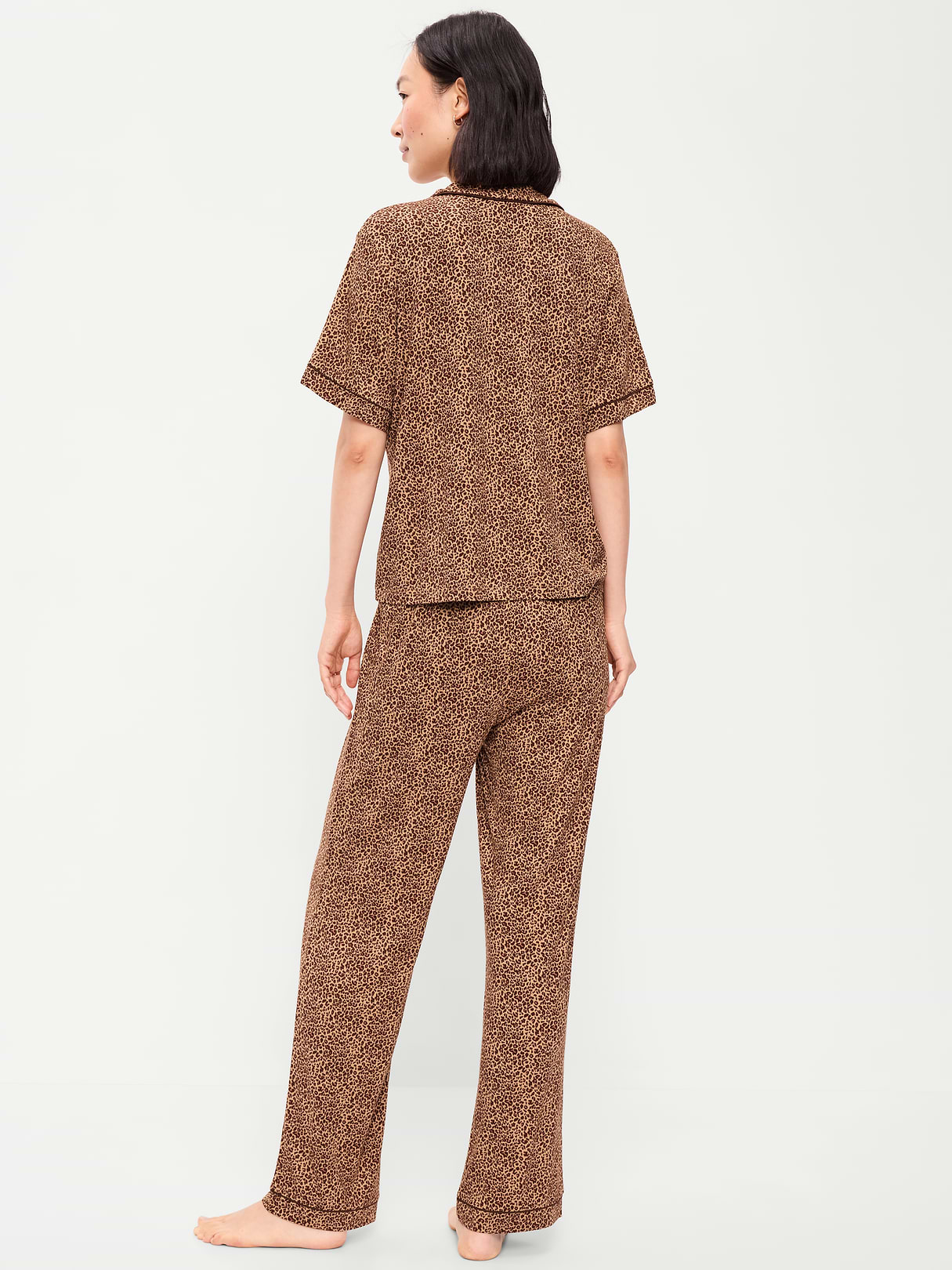 Sunday Sleep Knit Jersey Pant Set - Leopard