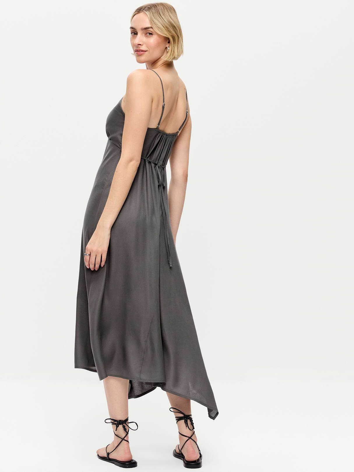 Fit & Flare Tie-Back Asymmetrical Midi Dress - Ash Gordon