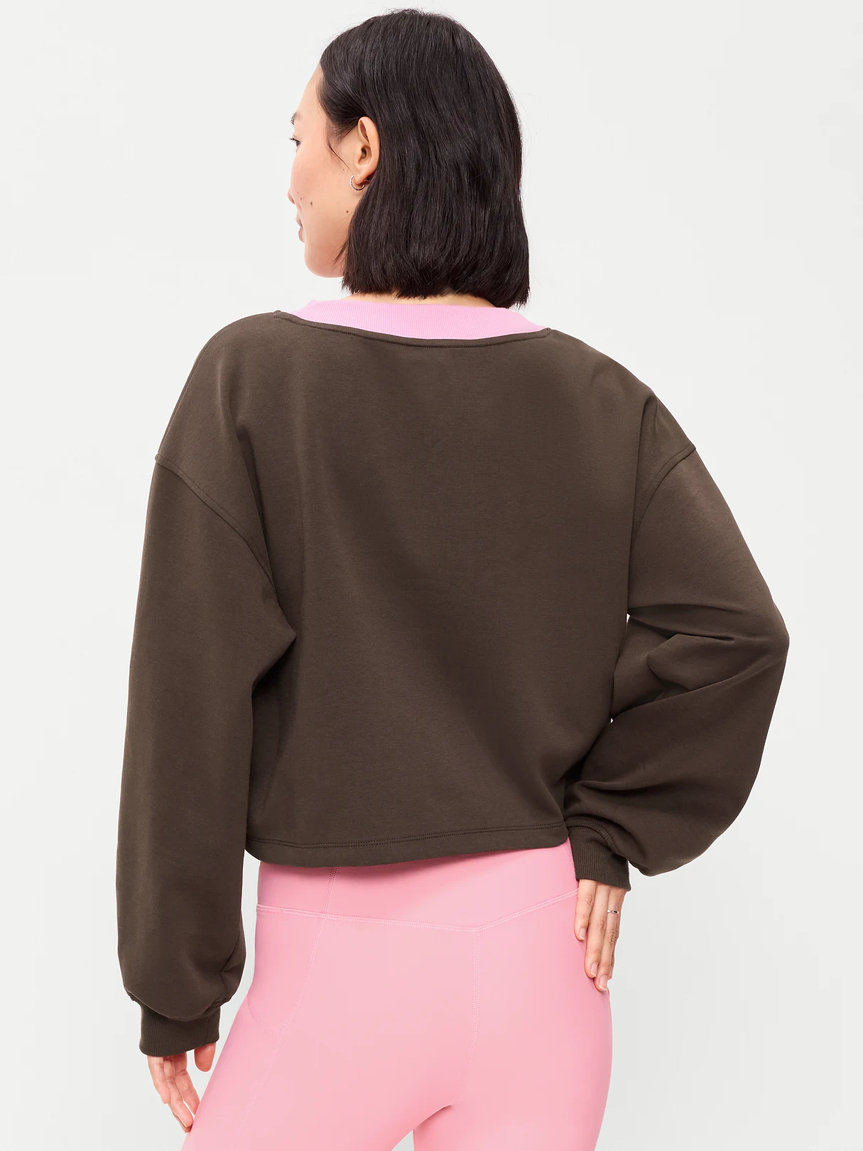 Dynamic Fleece Oversized Cropped Sweatshirt - Black Coffee