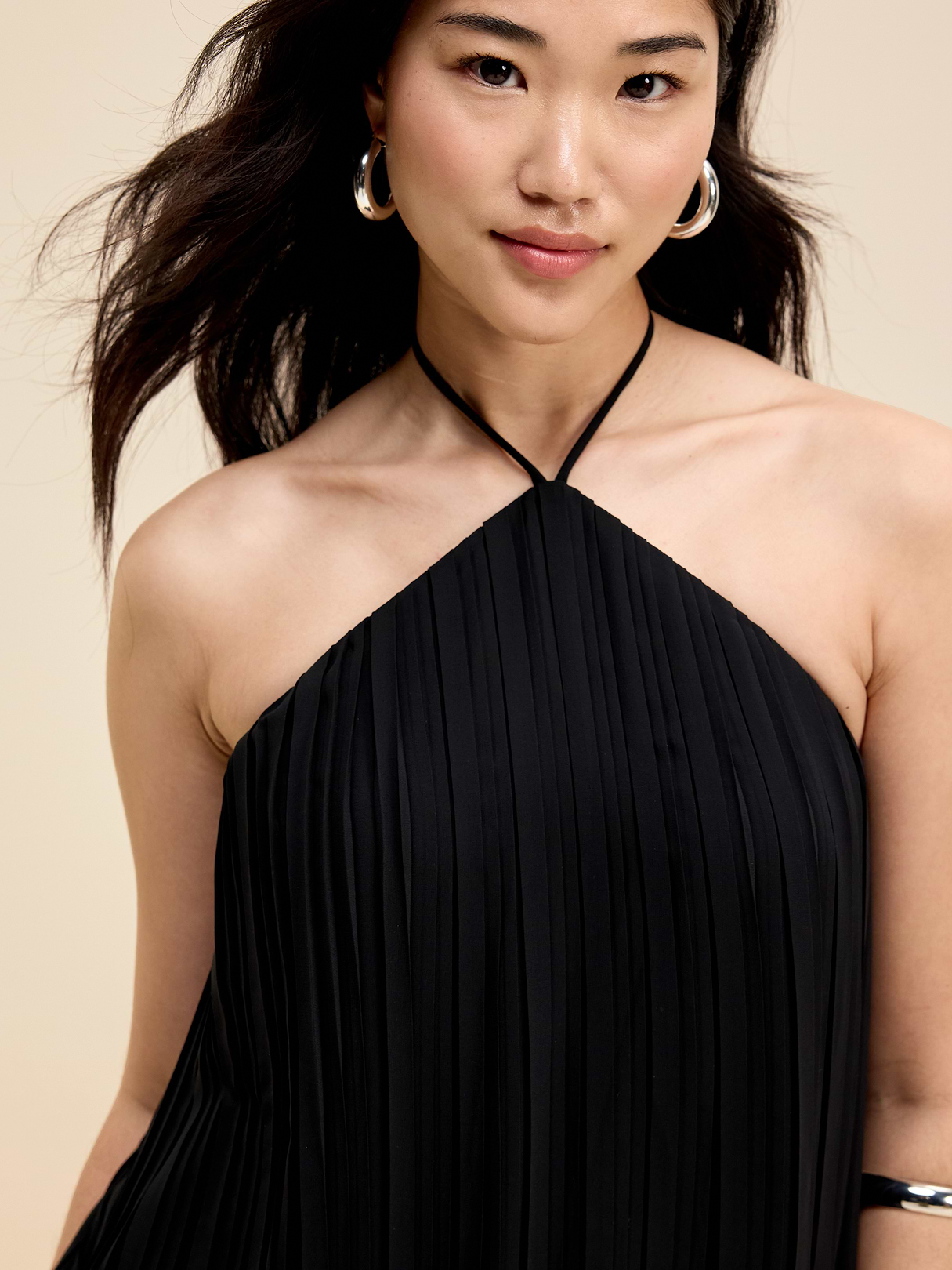 The Occasion by Old Navy Pleated Halter Swing Mini Dress - Black Jack