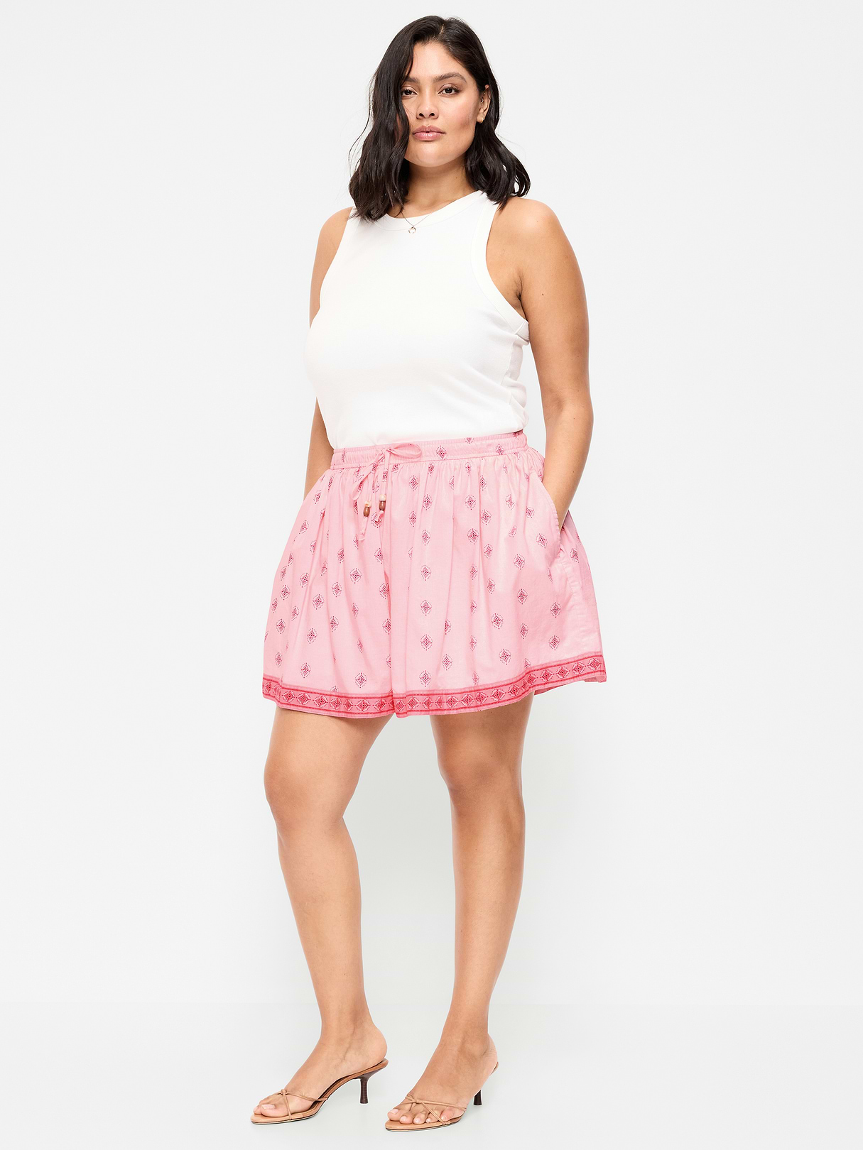 High-Waisted Drapey Skirt Short - Just Peachy