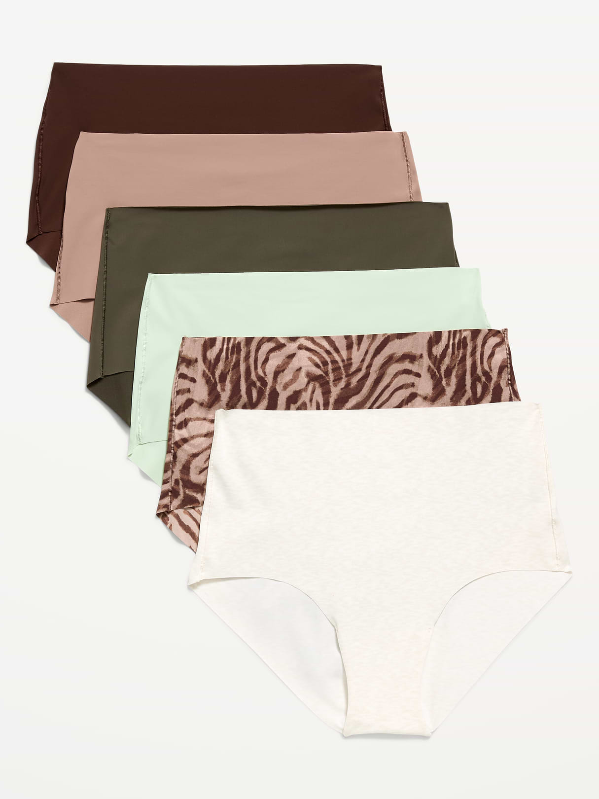 High-Waisted No-Show Brief Underwear 6-Pack - Zebra