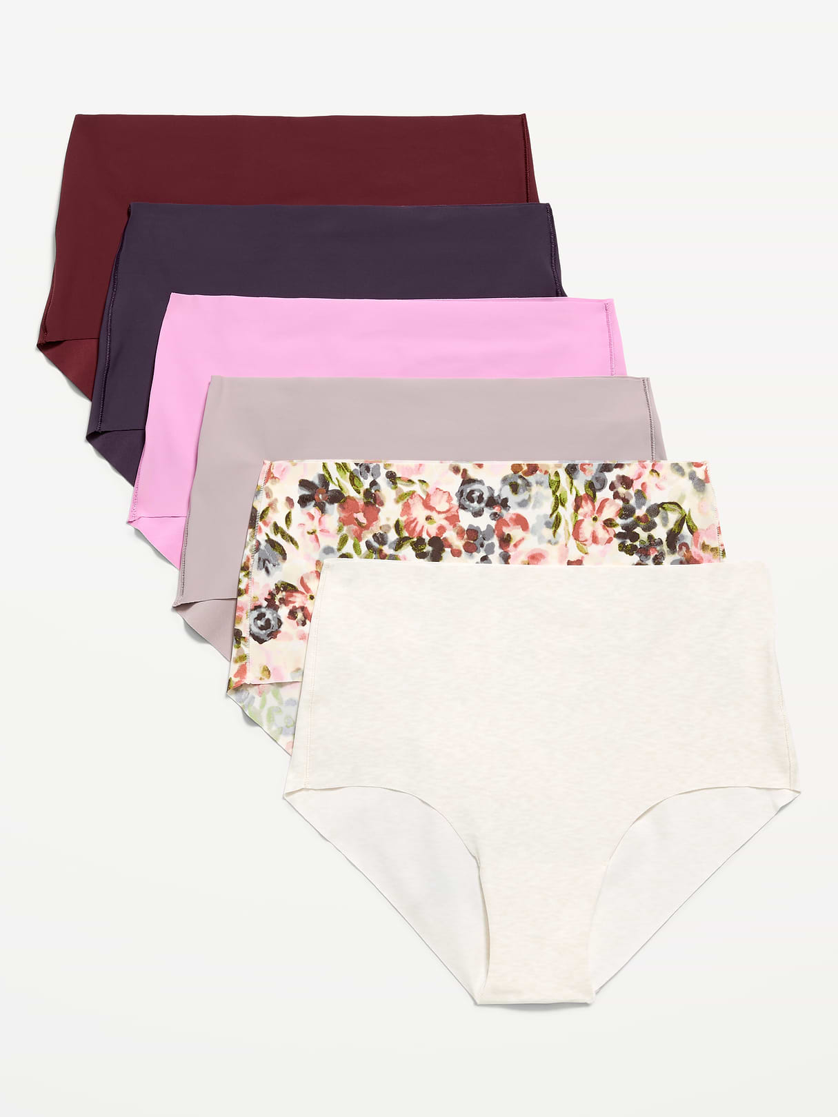 High-Waisted No-Show Brief Underwear 6-Pack - Blush