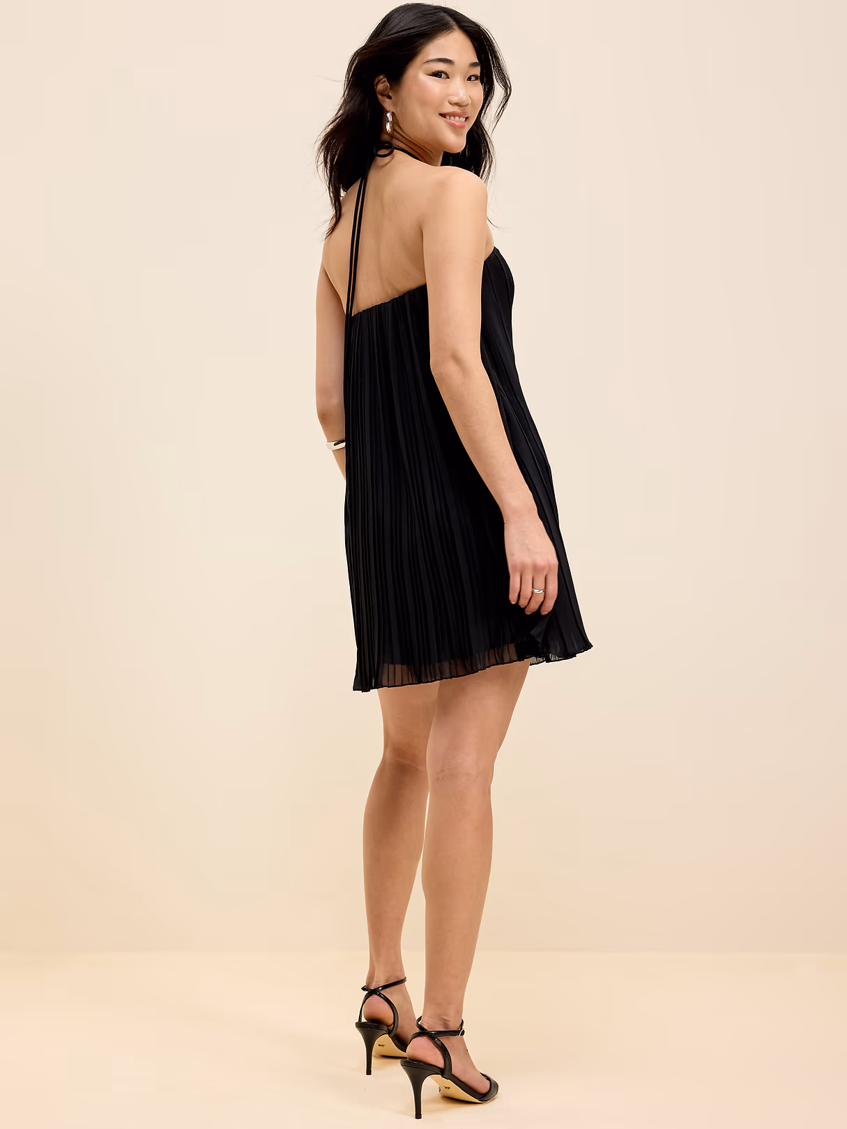 The Occasion by Old Navy Pleated Halter Swing Mini Dress - Black Jack