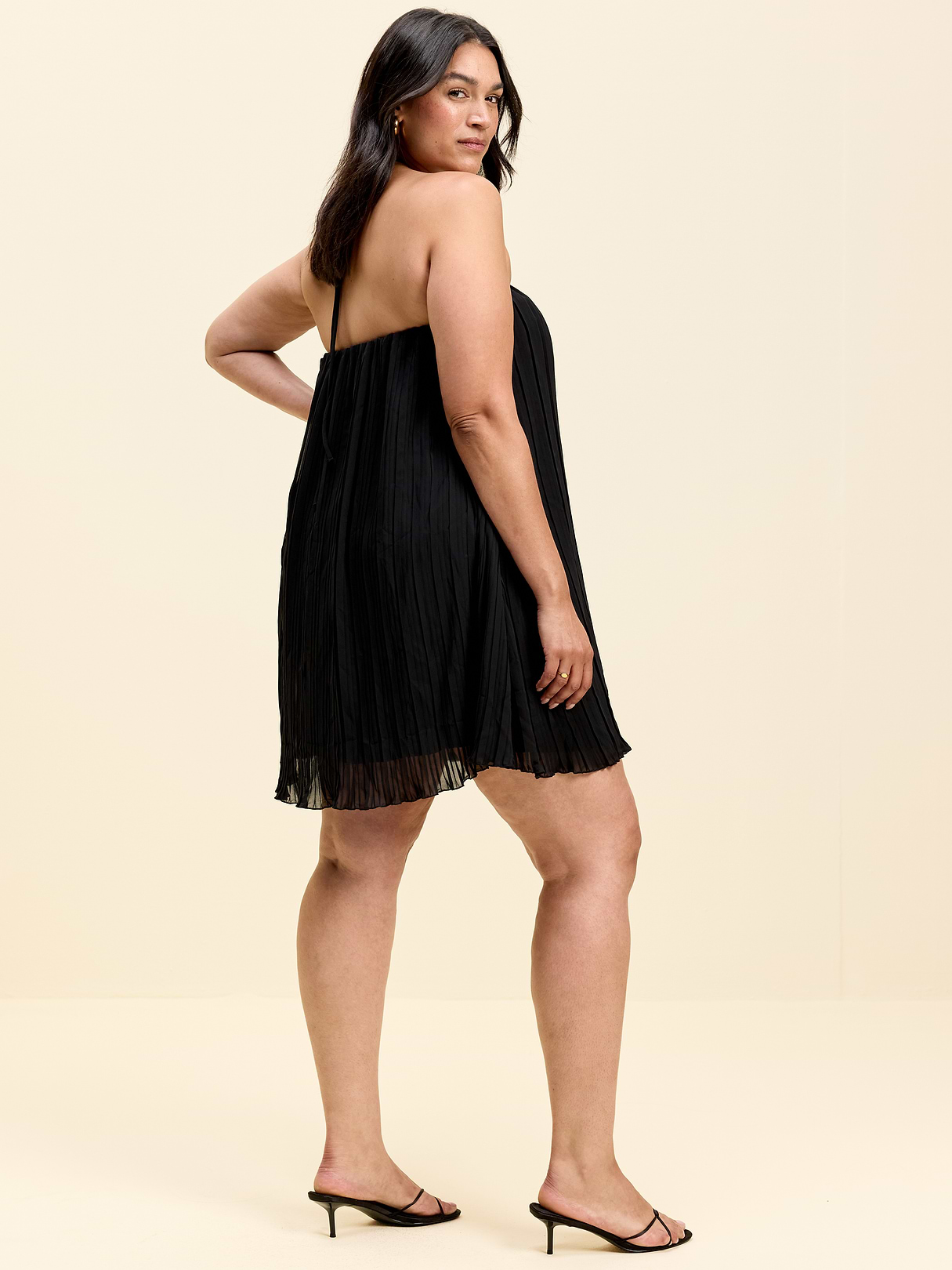 The Occasion by Old Navy Pleated Halter Swing Mini Dress - Black Jack