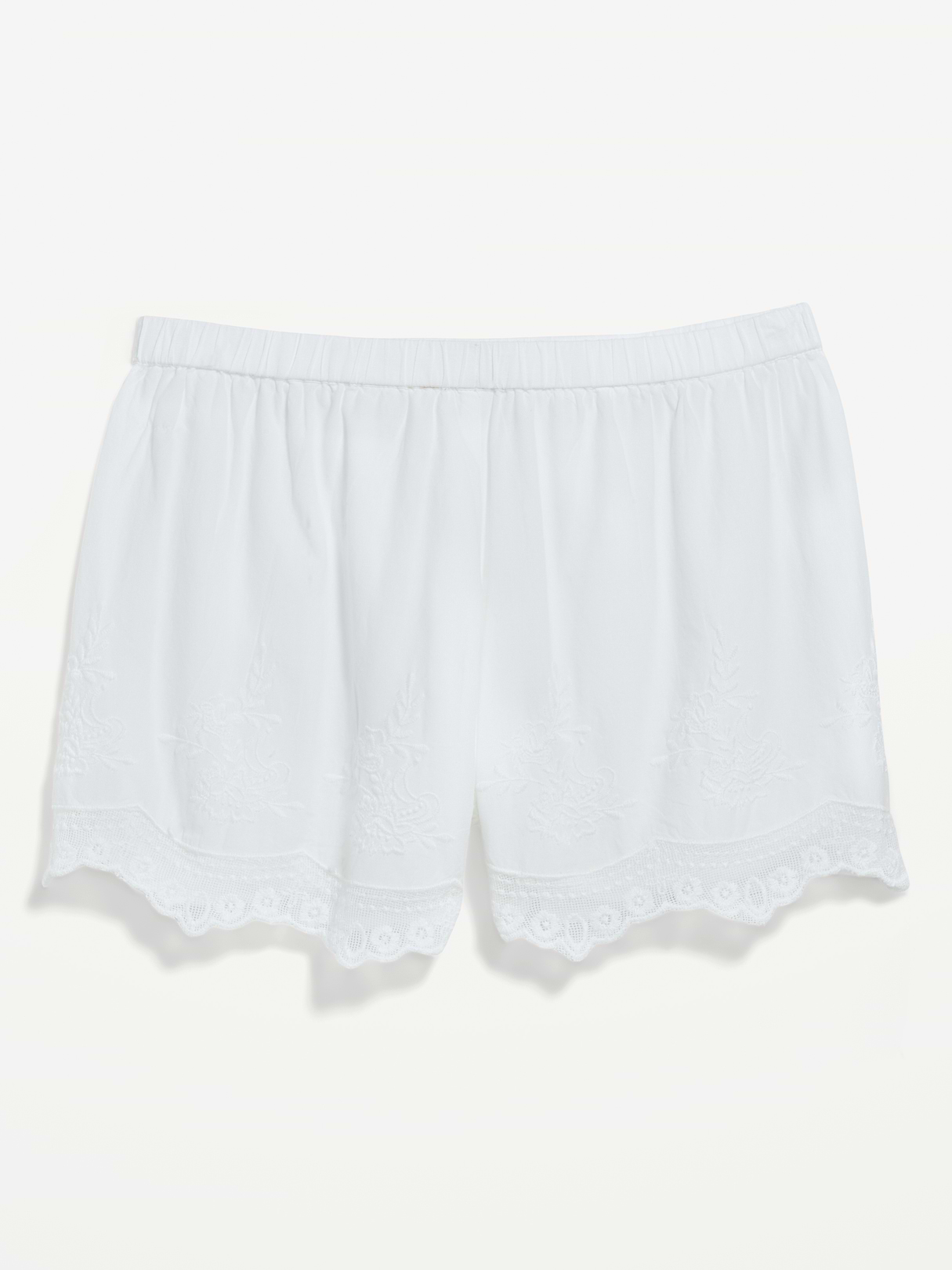 High-Waisted Lace-Trim Shorts - White Lilies