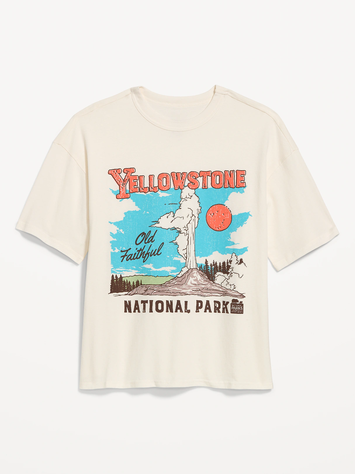 Yosemite National Park Crew-Neck Oversized T-Shirt - Sea Salt