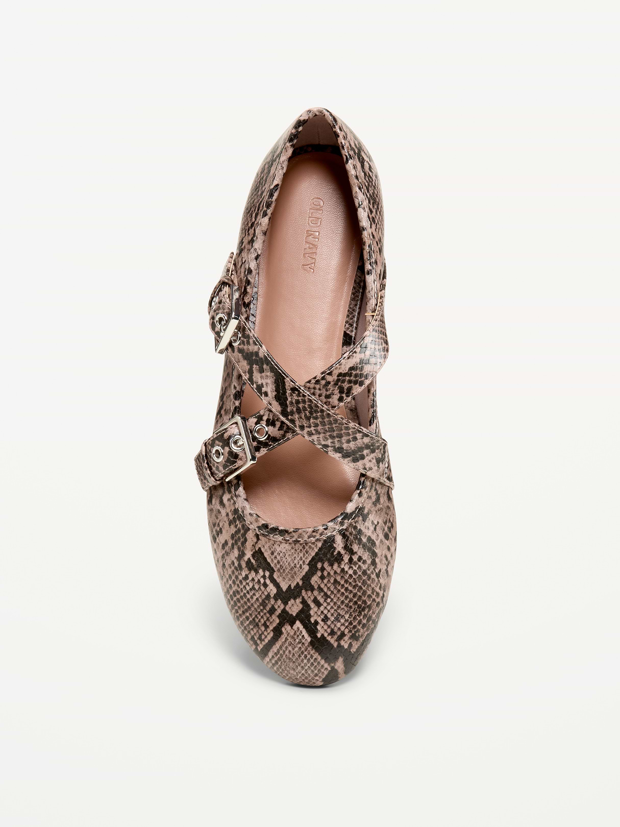 Buckle-Strap Mary Jane Ballet Flats for Women - Snake