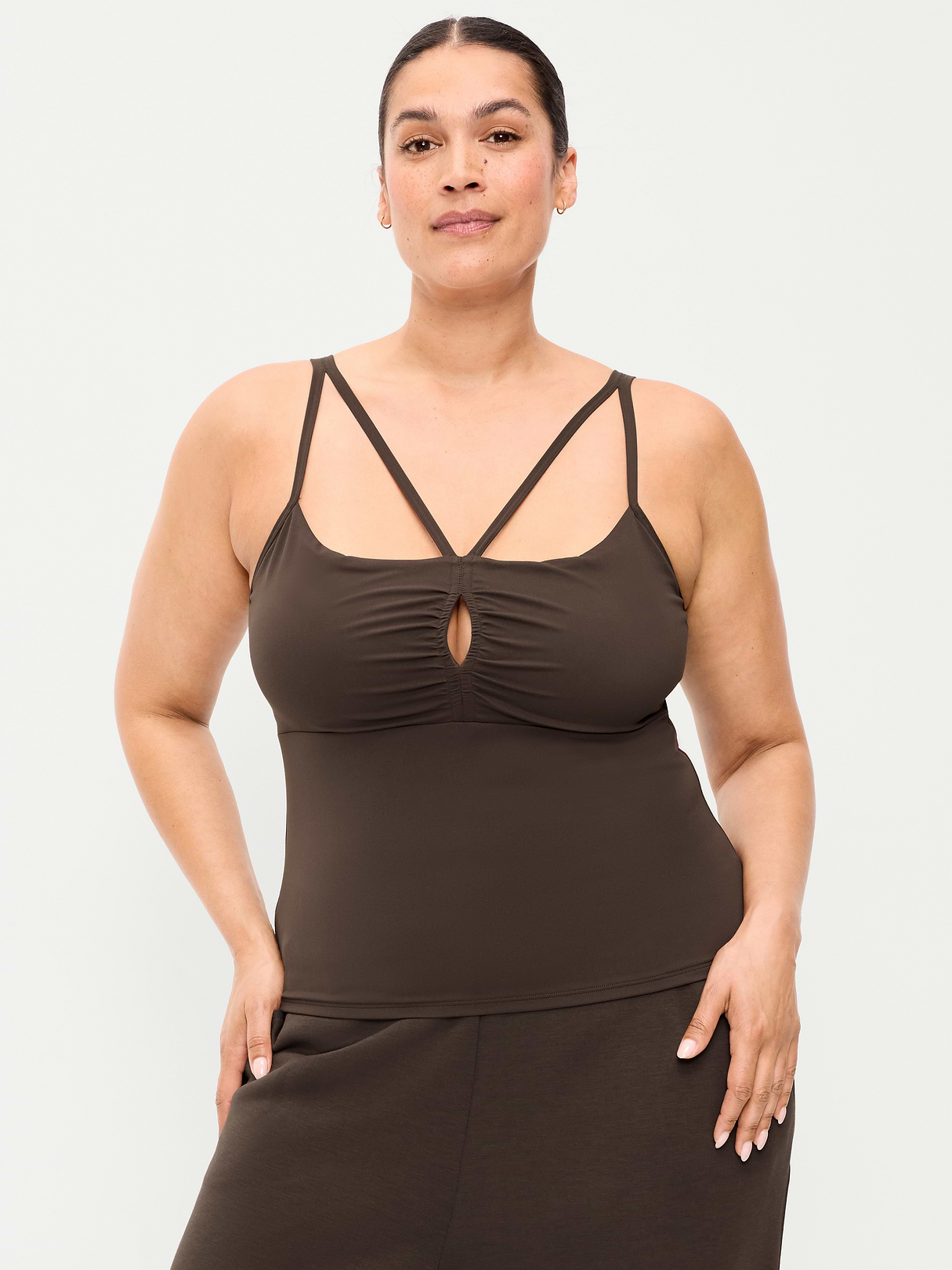 StudioSmooth Strappy Light Support Top - Black Coffee