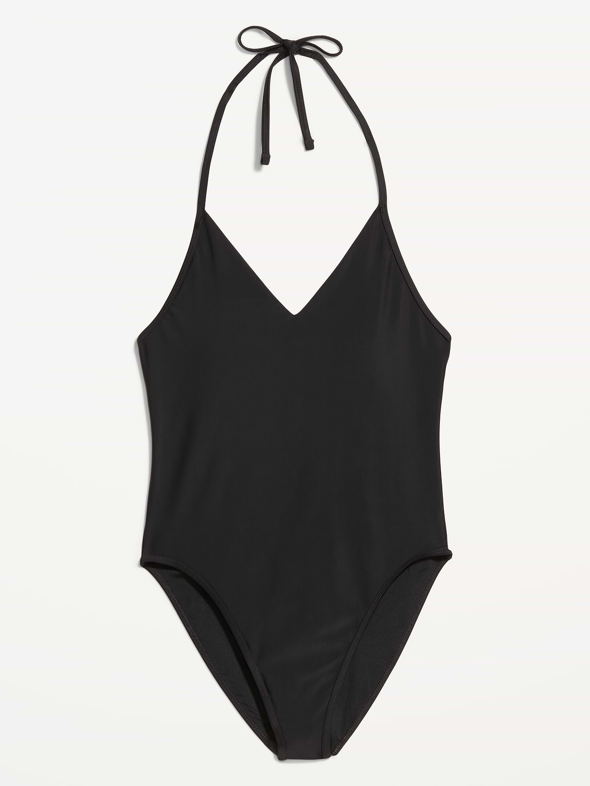Pique V-Neck Halter Swimsuit - Black Jack (904880022)
