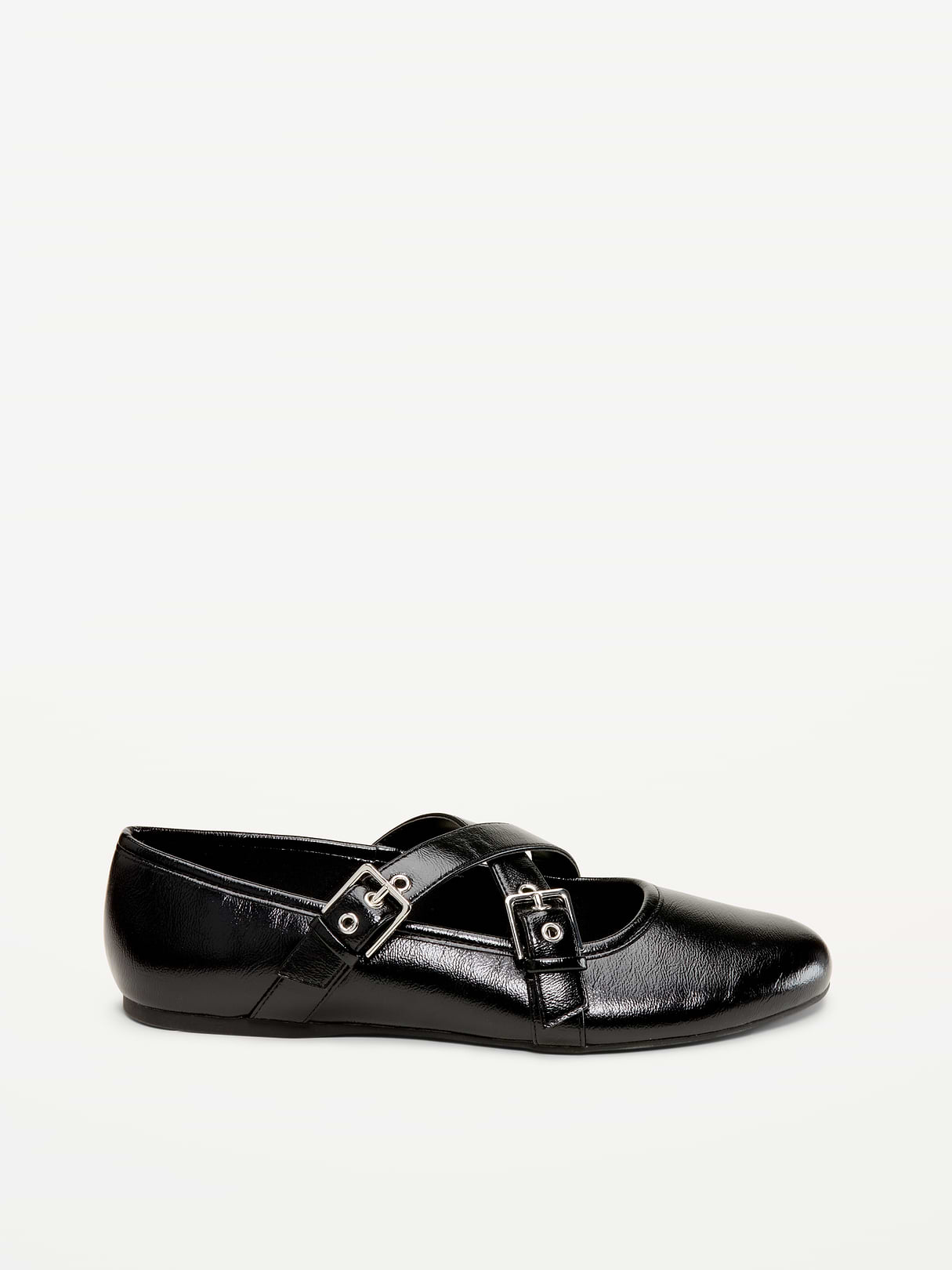 Buckle-Strap Mary Jane Ballet Flats for Women - Black Jack