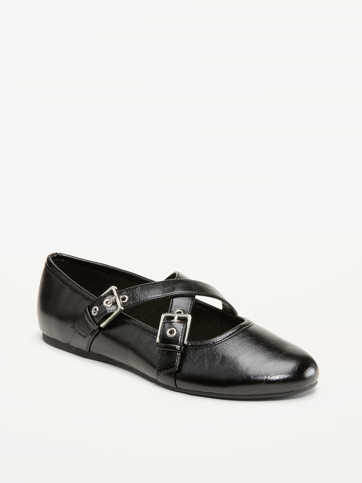 Buckle-Strap Mary Jane Ballet Flats for Women - Black Jack