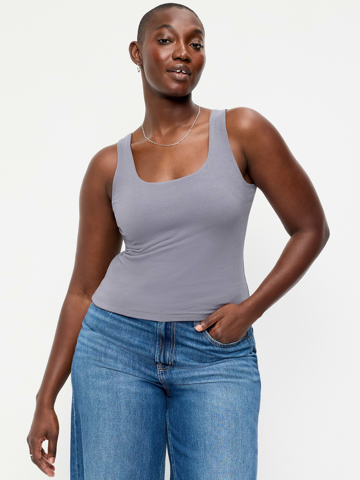Hug Double-Layer Scoop-Neck Tank Top - Shooting Star