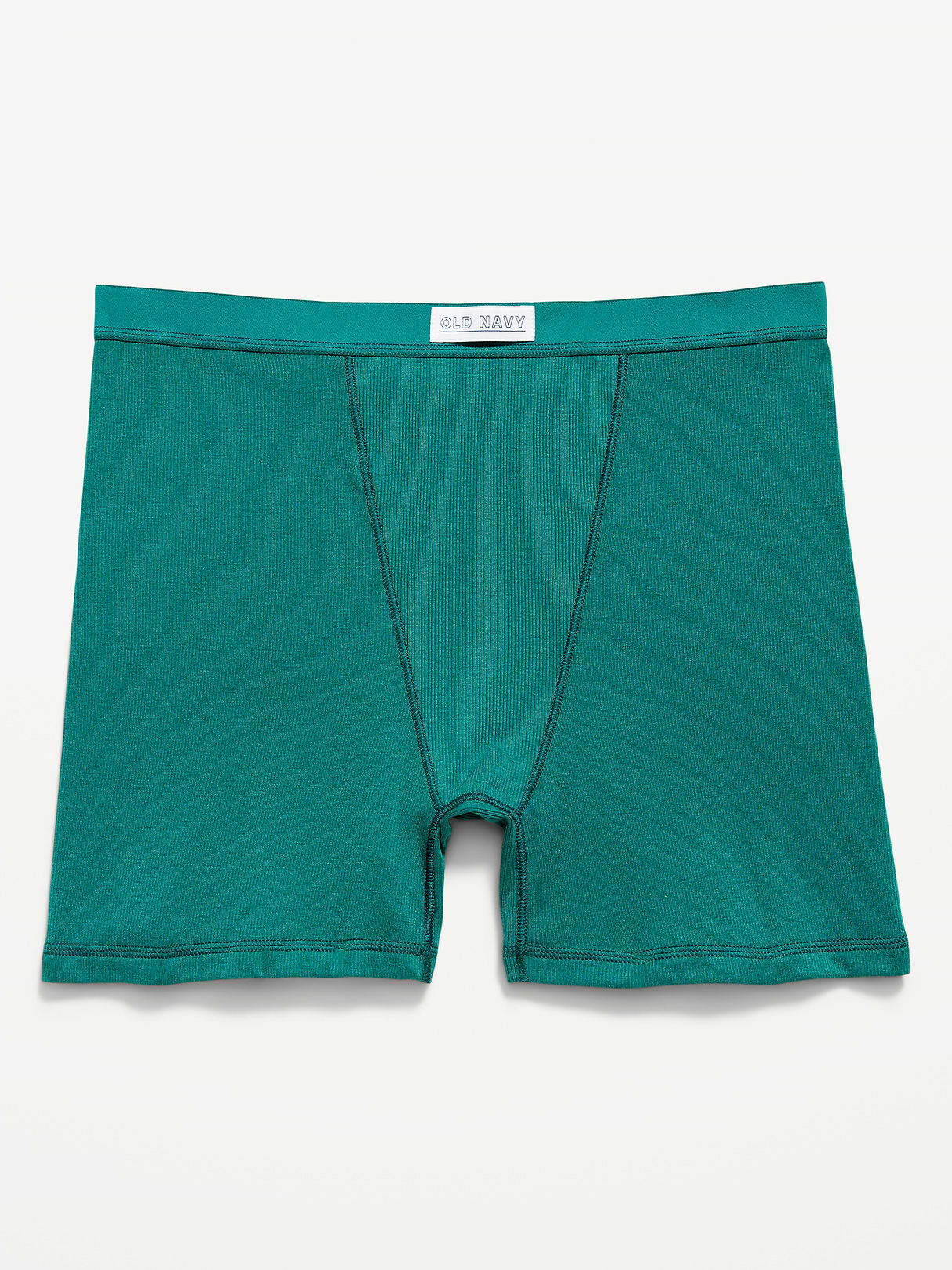 High-Waisted Ribbed Boyshort Briefs -- 3-inch inseam - Deep Lagoon