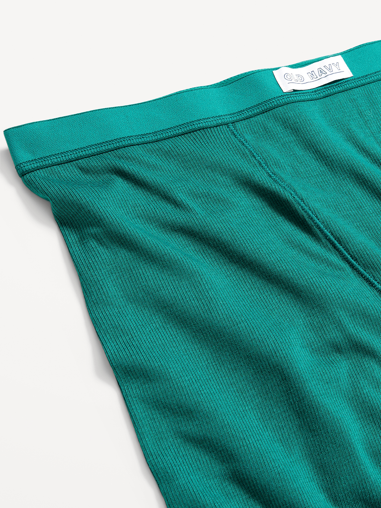 High-Waisted Ribbed Boyshort Briefs -- 3-inch inseam - Deep Lagoon