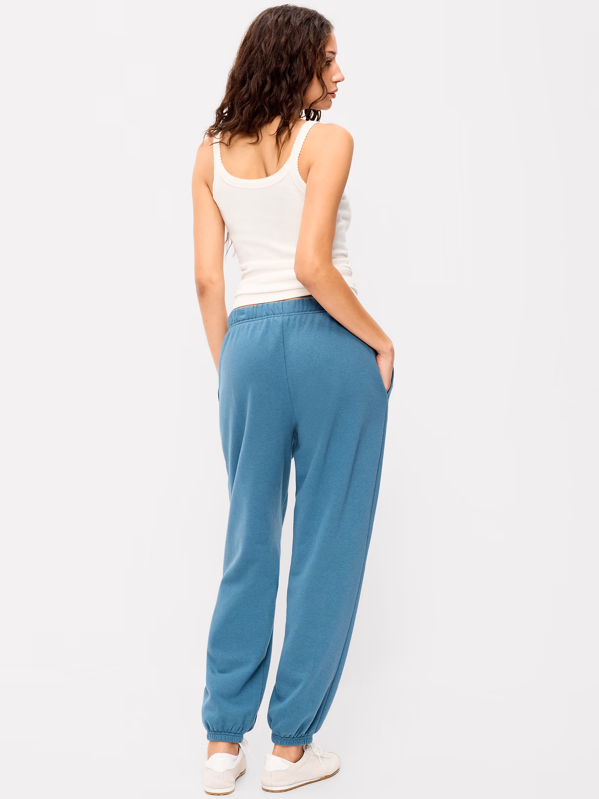 High-Waisted Cinched-Ankle Sweatpants - Neptune