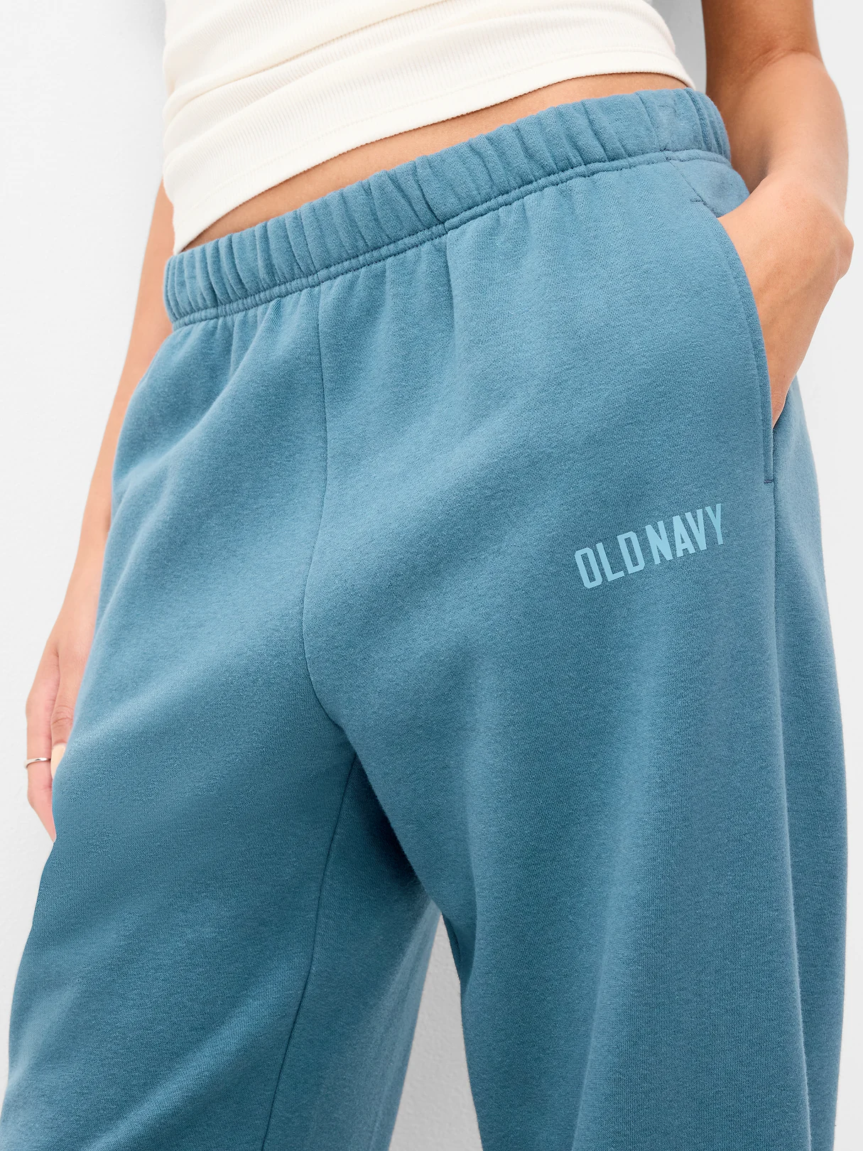 High-Waisted Cinched-Ankle Sweatpants - Neptune