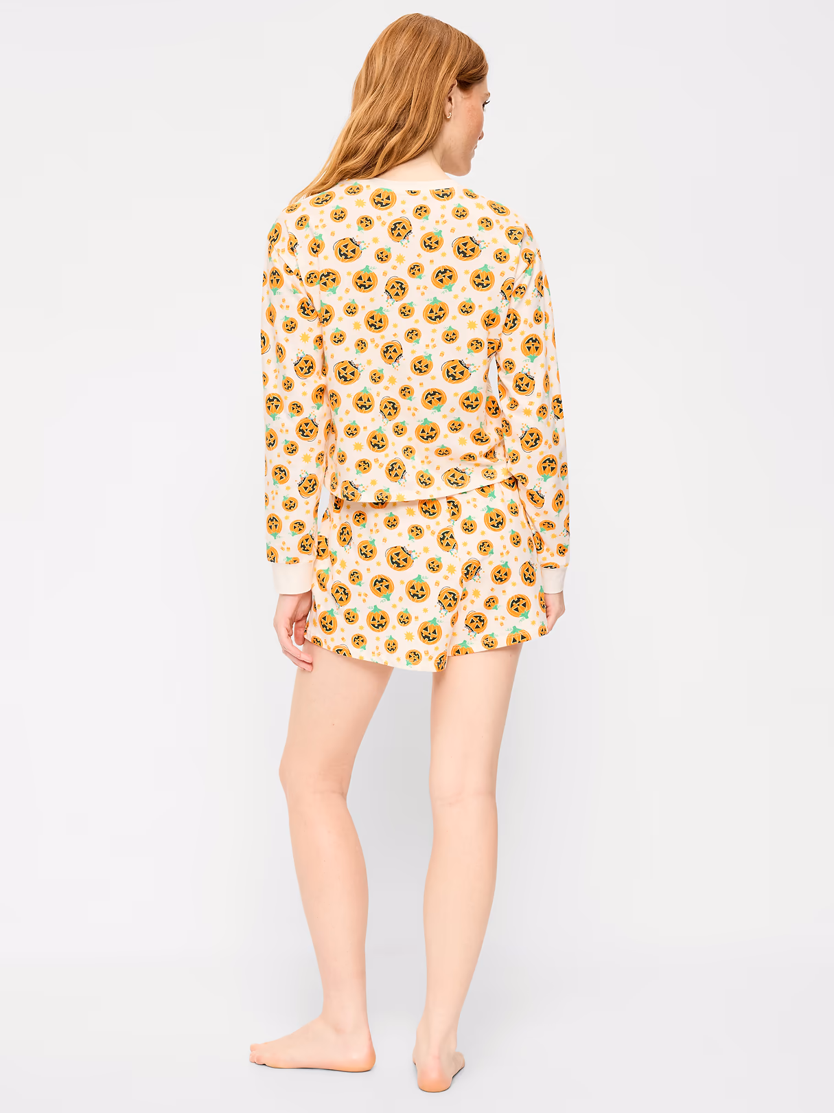 Halloween Pajama T-Shirt and Shorts Set for Women - Pumpkins (Match the Fam!)