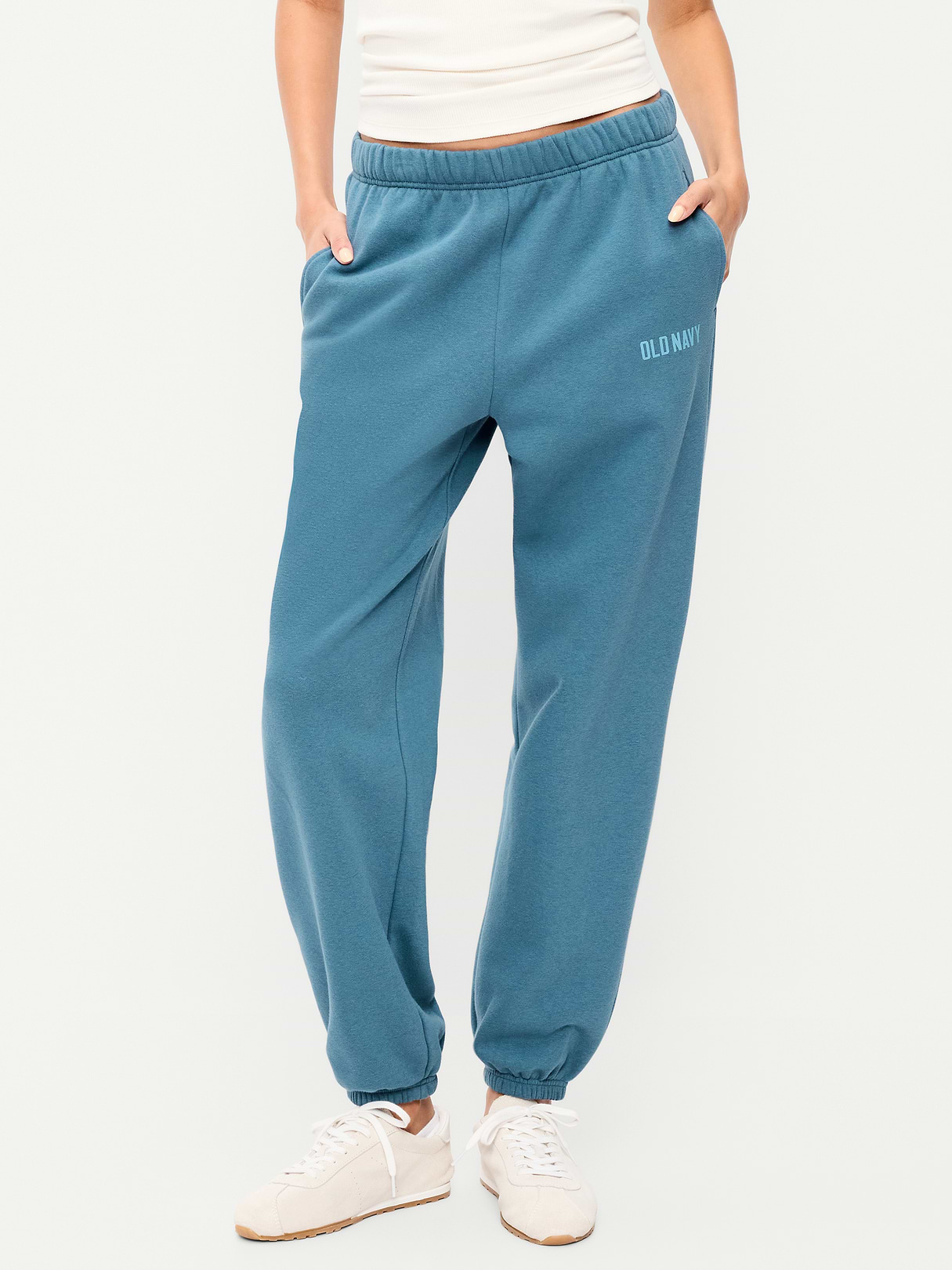 High-Waisted Cinched-Ankle Sweatpants - Neptune