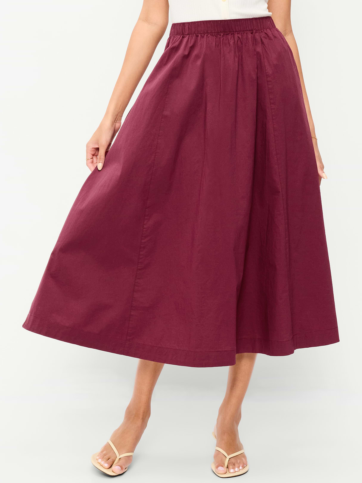 Poplin Midi Skirt - Red Lacquer