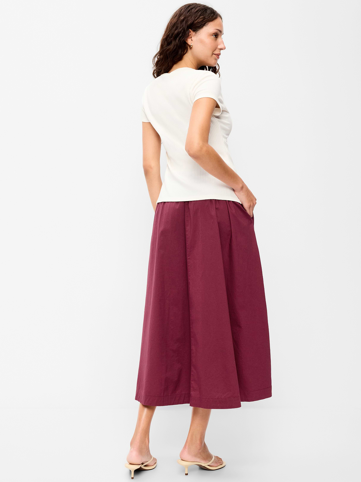 Poplin Midi Skirt - Red Lacquer