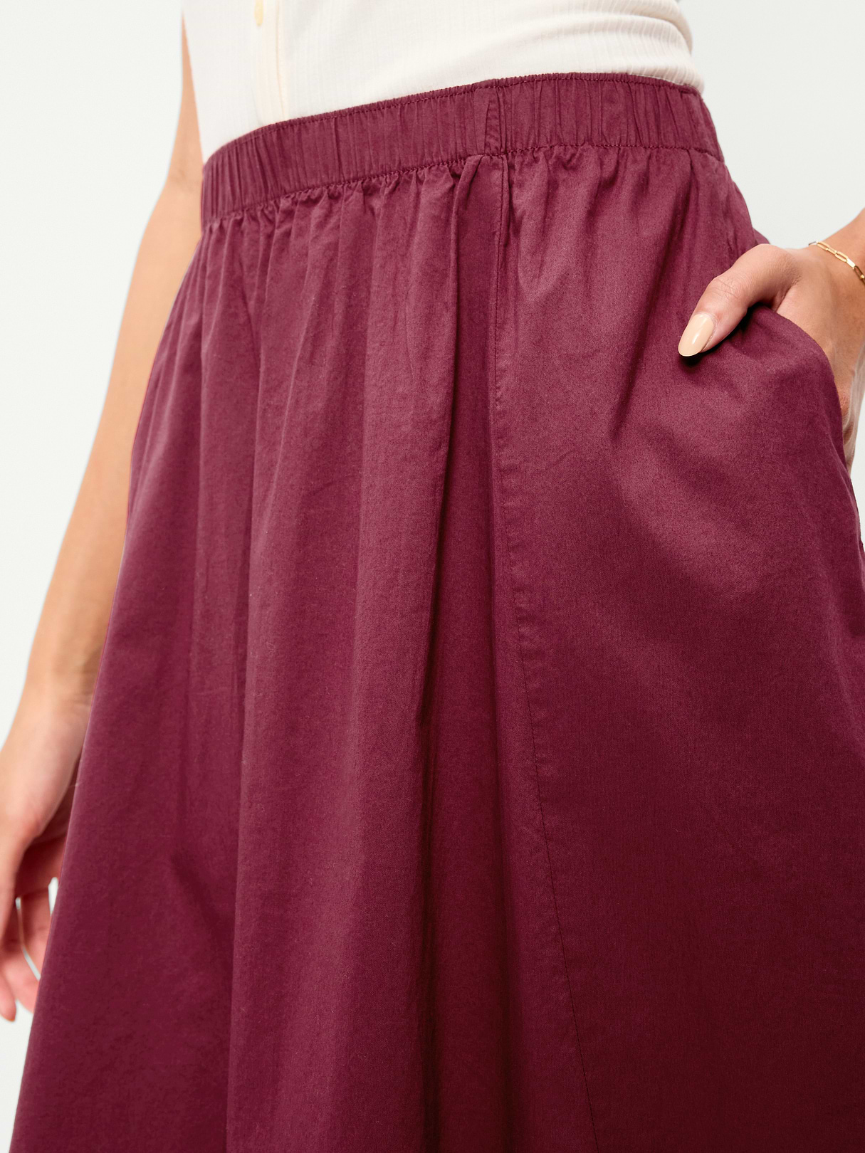 Poplin Midi Skirt - Red Lacquer