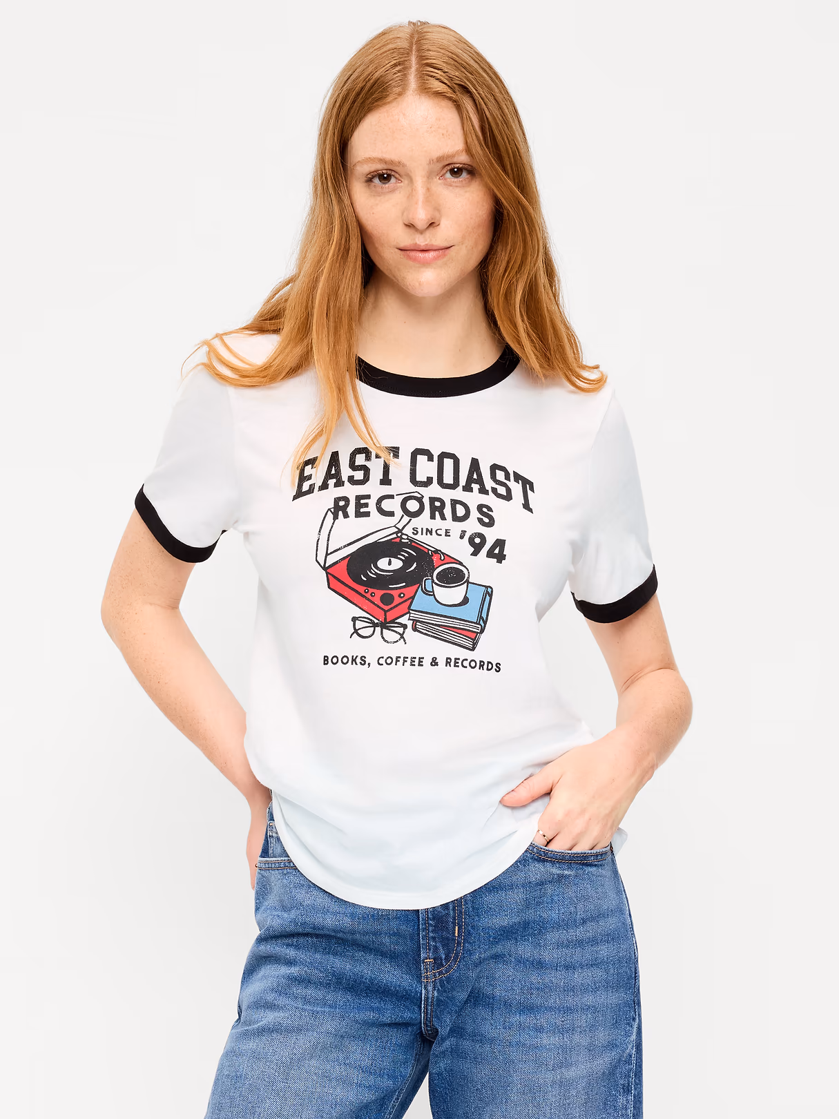 EveryWear Crew-Neck Graphic T-Shirt - White Lilies