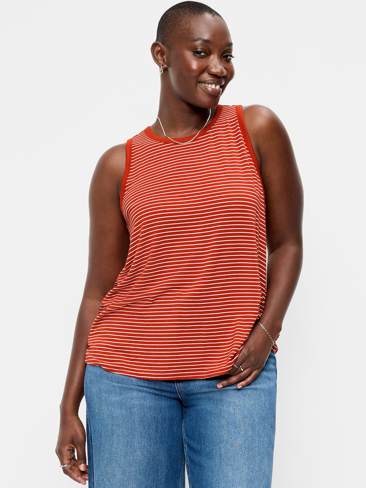 Luxe Sleeveless Top - Red Stripe