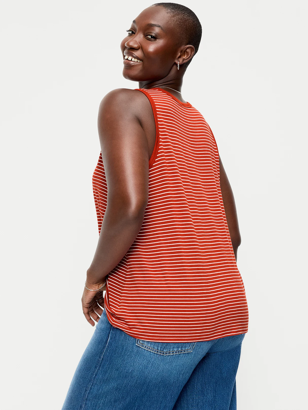 Luxe Sleeveless Top - Red Stripe